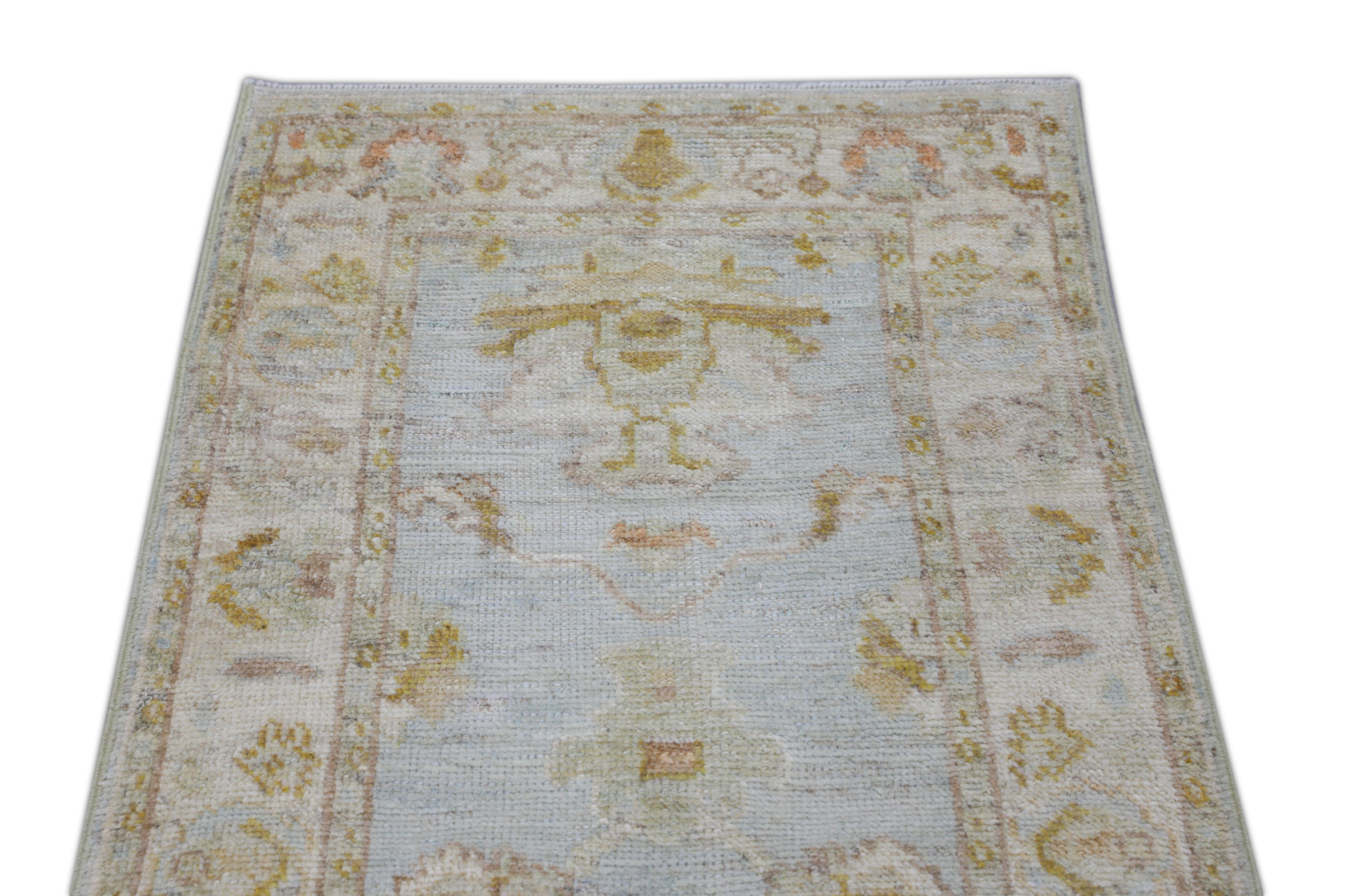 Contemporary Oushak Rug Oriental Hand Knotted Turkish Oushak 2'10