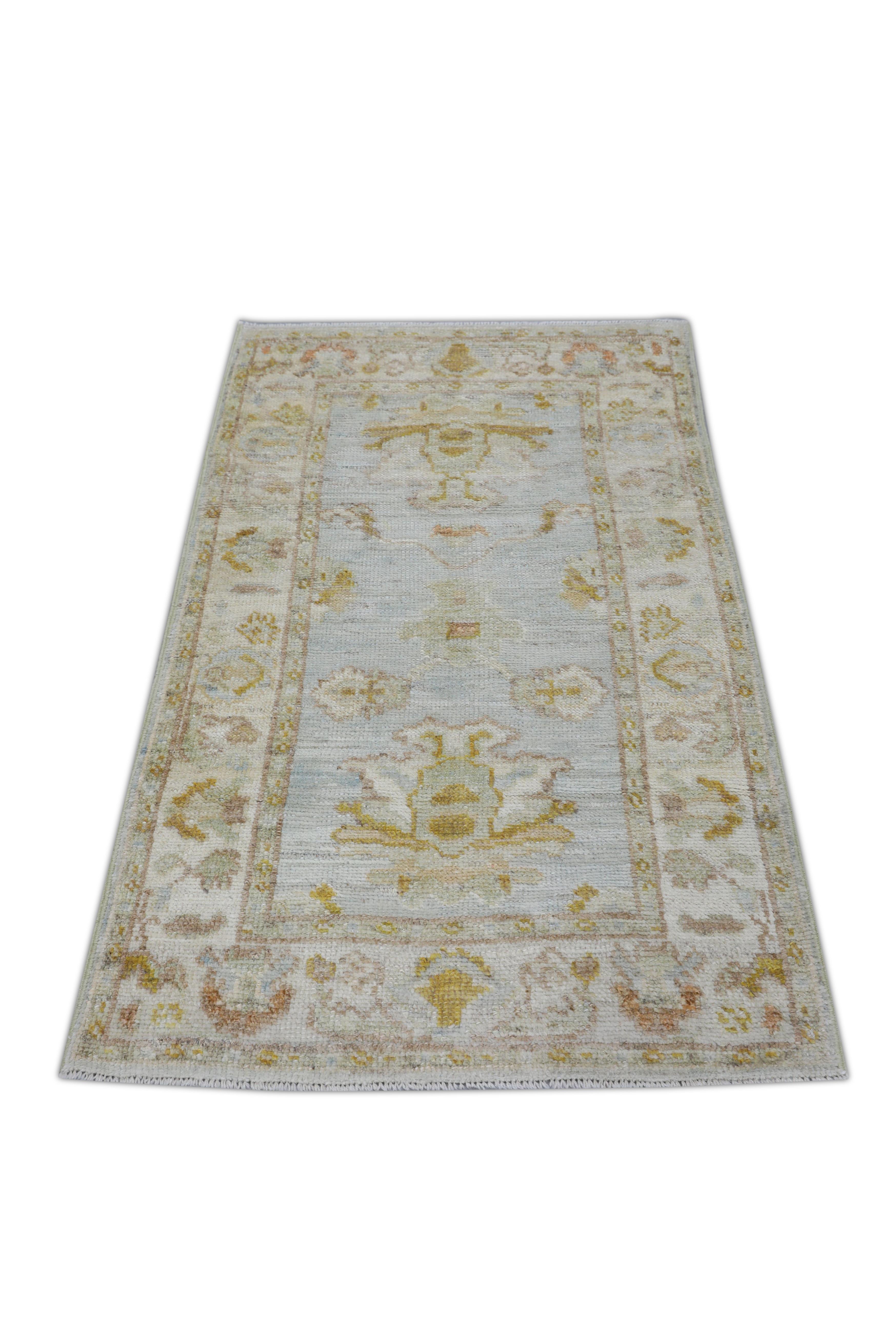 Wool Oushak Rug Oriental Hand Knotted Turkish Oushak 2'10