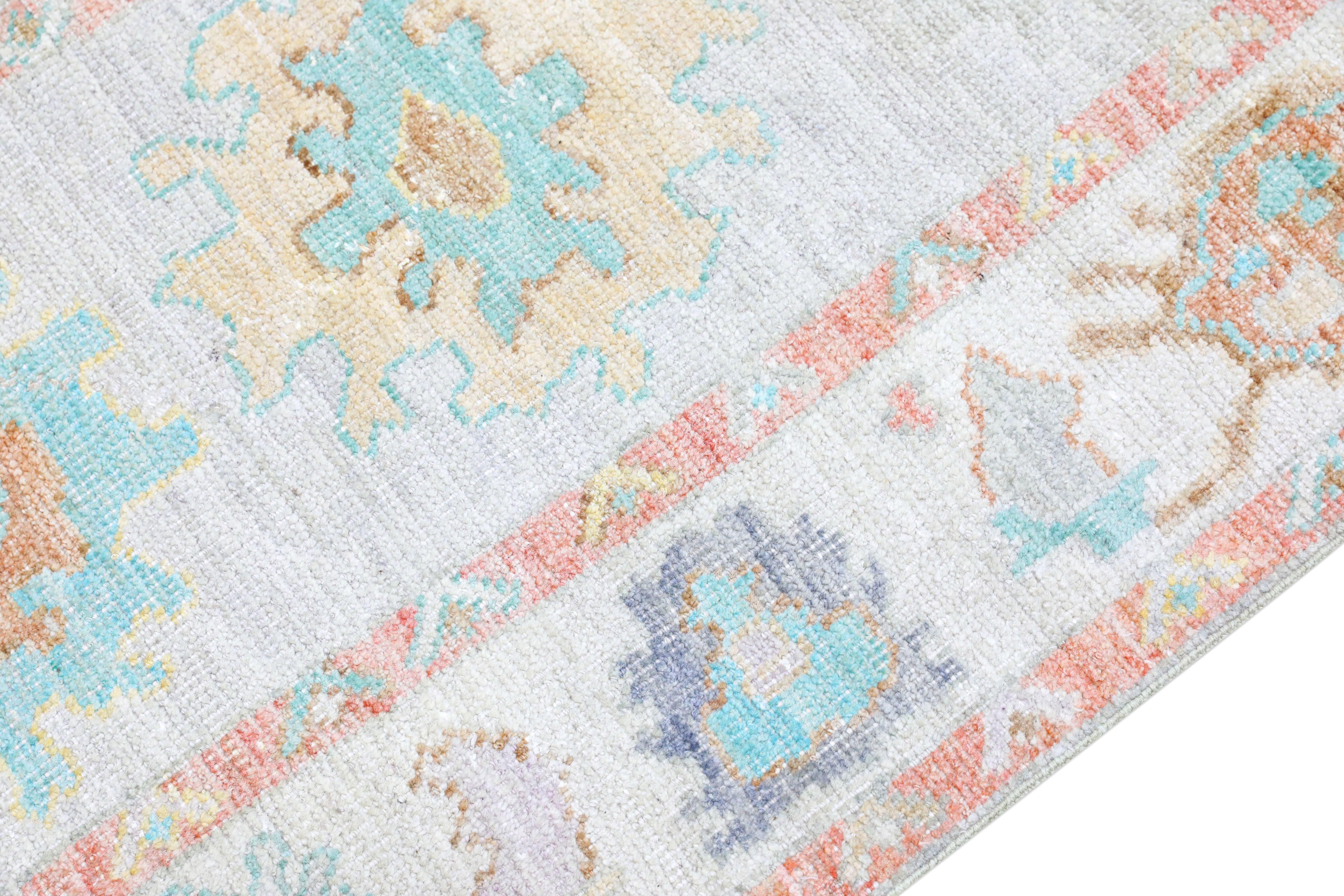 Turc Tapis oriental noué à la main turc Oushak 2'10
