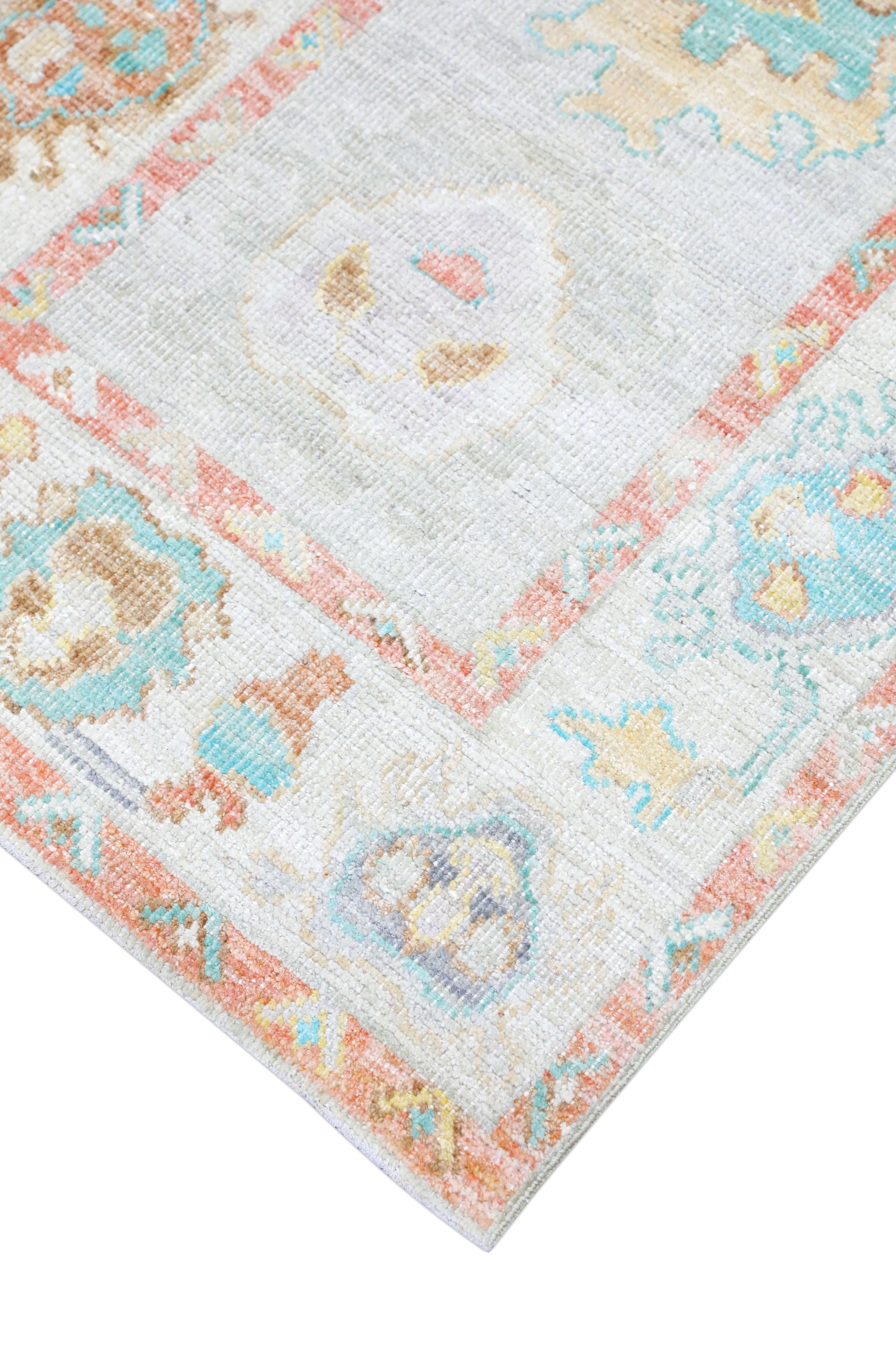 Noué à la main Tapis oriental noué à la main turc Oushak 2'10