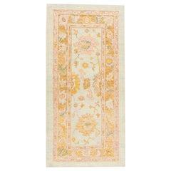 Tappeto Oushak Orientale annodato a mano Turco Oushak 2'10" x 5'9" #1494