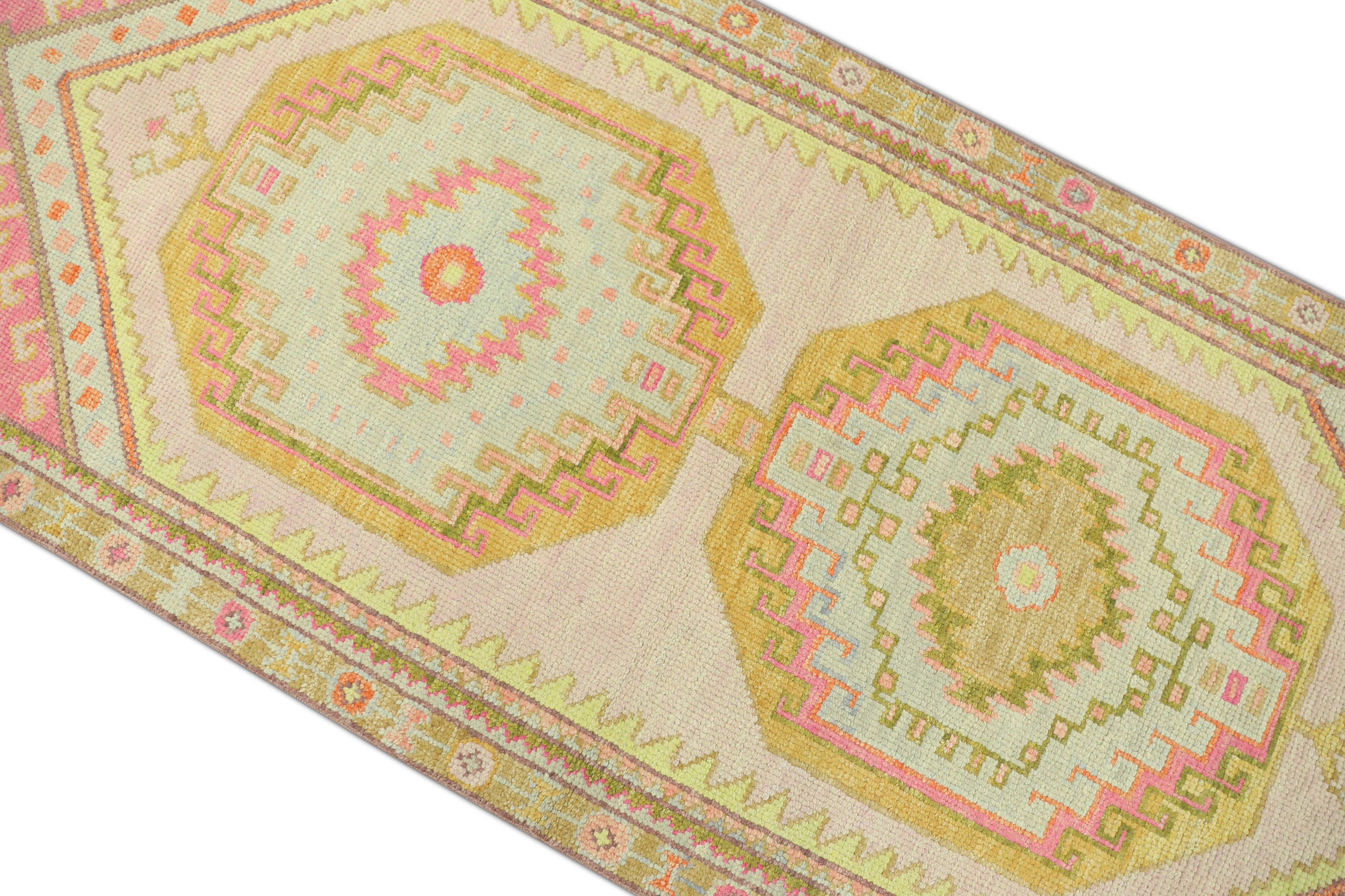 Tapis oriental noué à la main turc Oushak 2'10