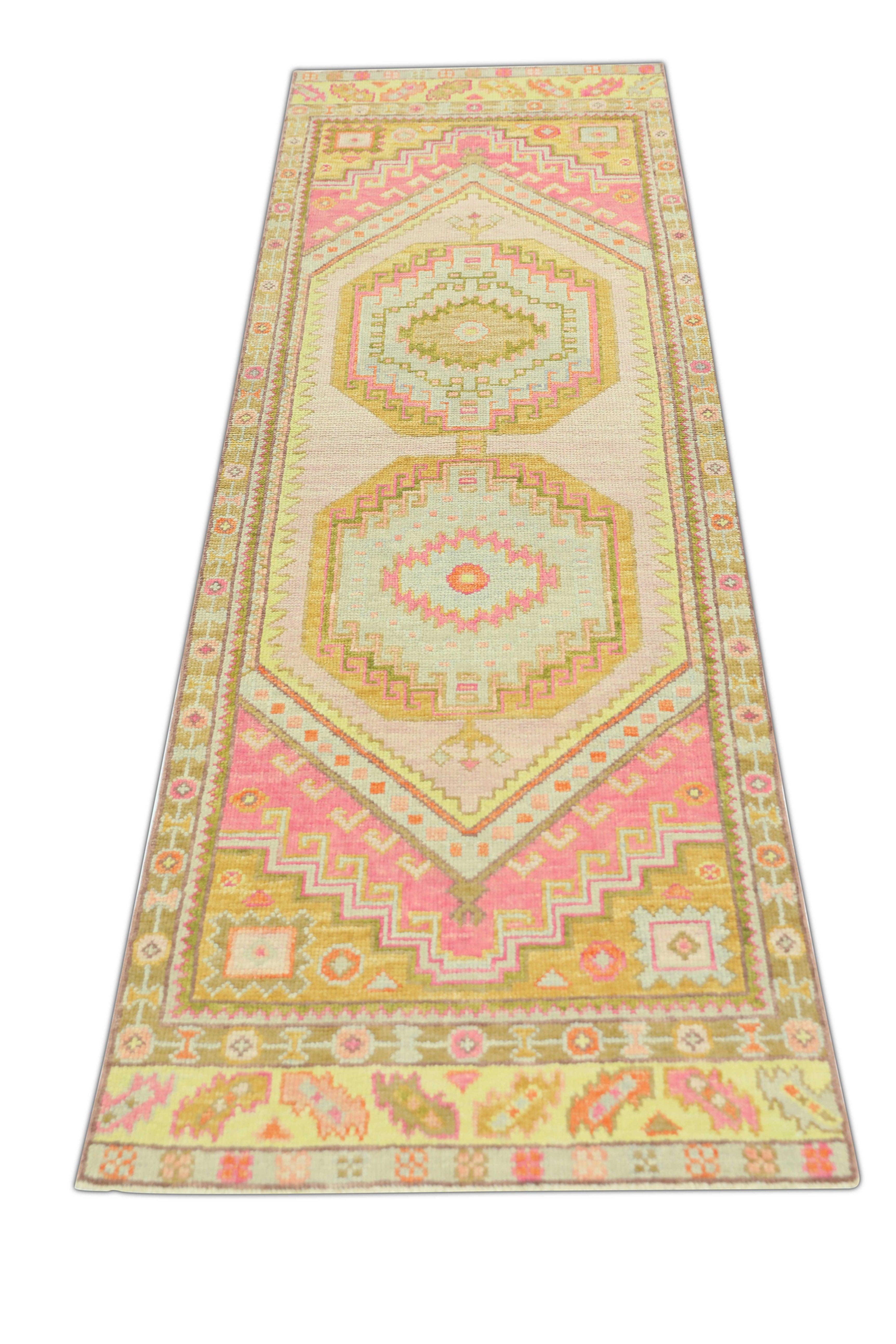 Turc Tapis oriental noué à la main turc Oushak 2'10