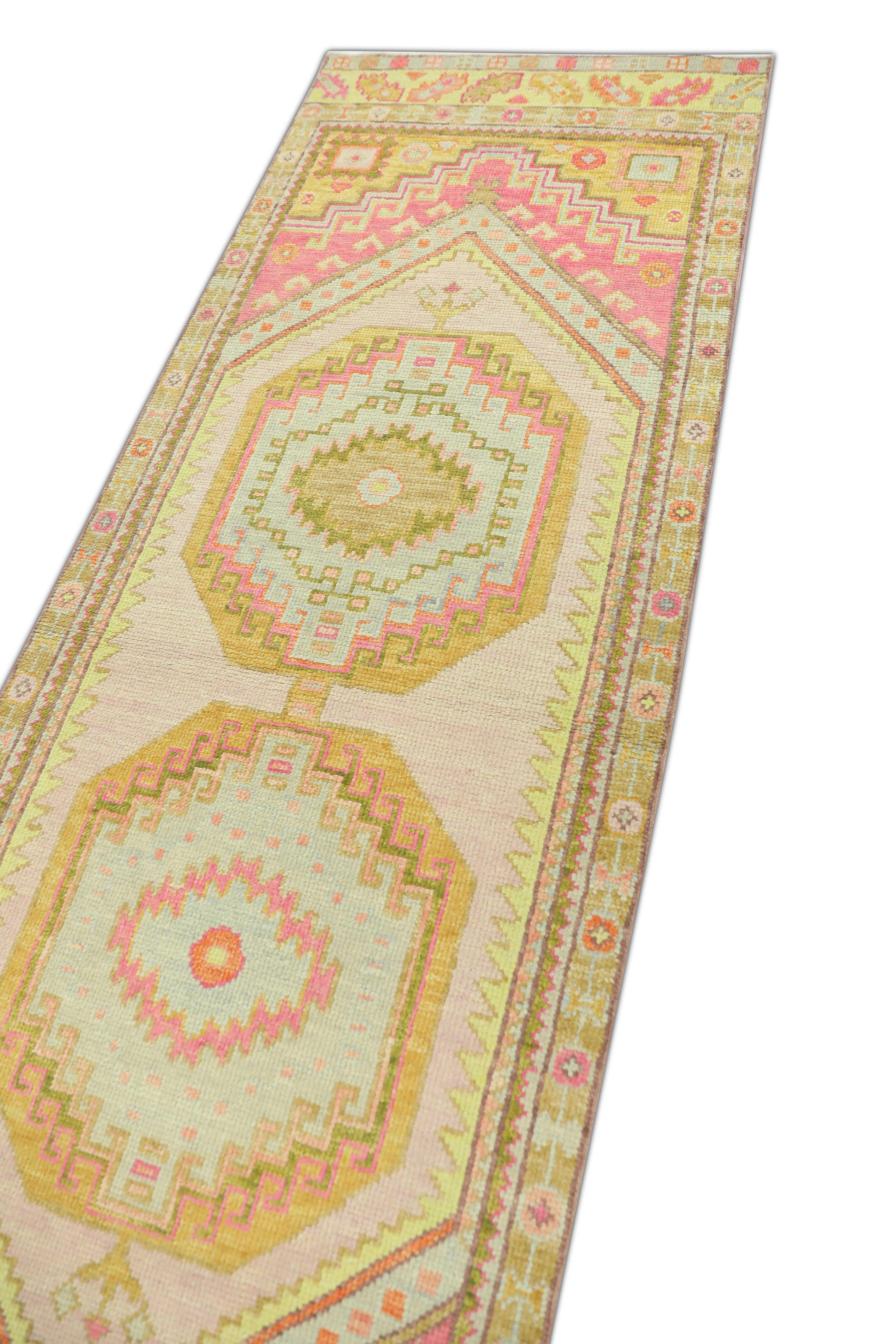 Tapis oriental noué à la main turc Oushak 2'10