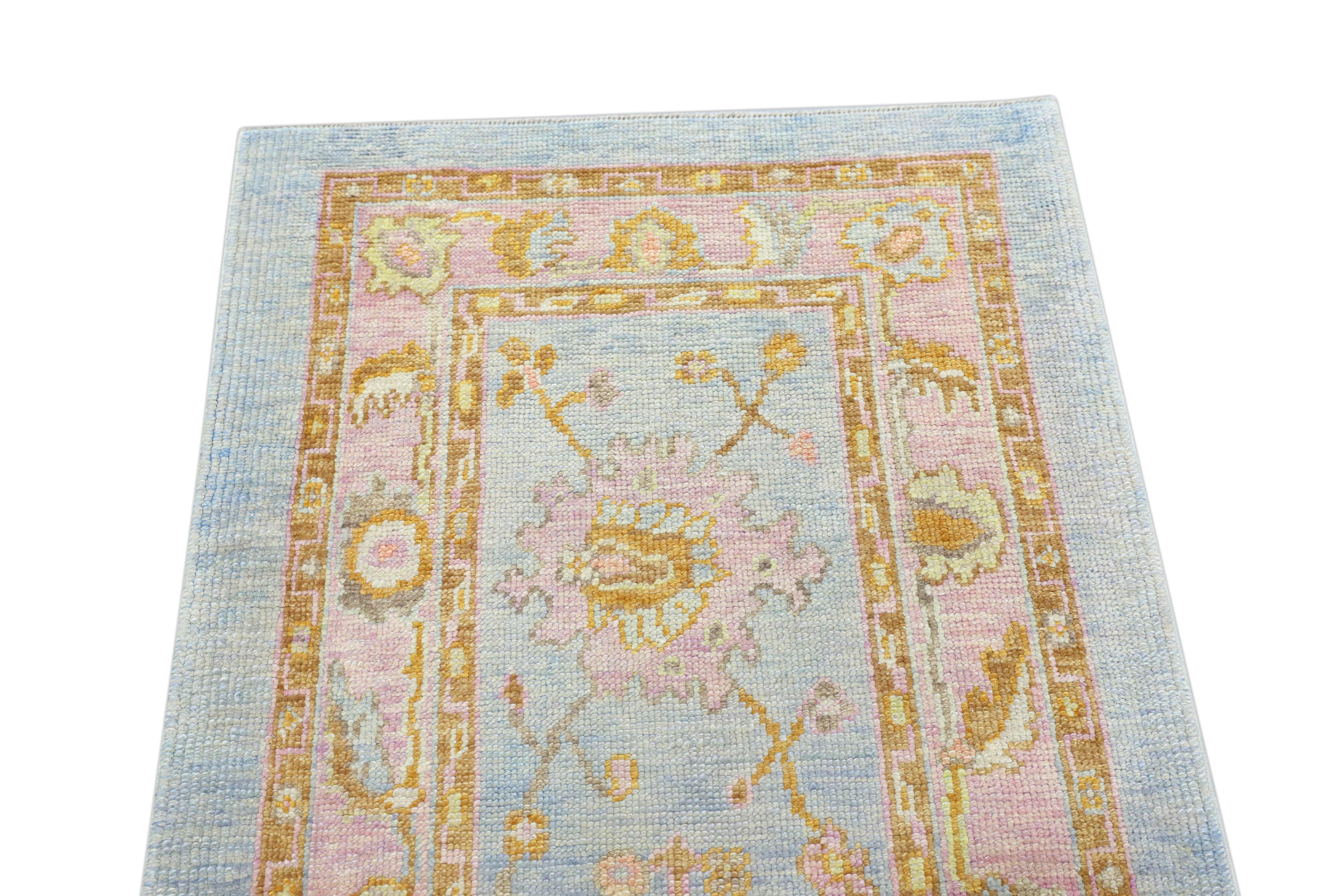 Contemporary Oushak Rug Oriental Hand Knotted Turkish Oushak 2'10