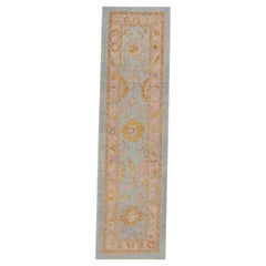 Alfombra Oushak Oriental Anudada a Mano Turca Oushak 2'10" x 9'11" #4149