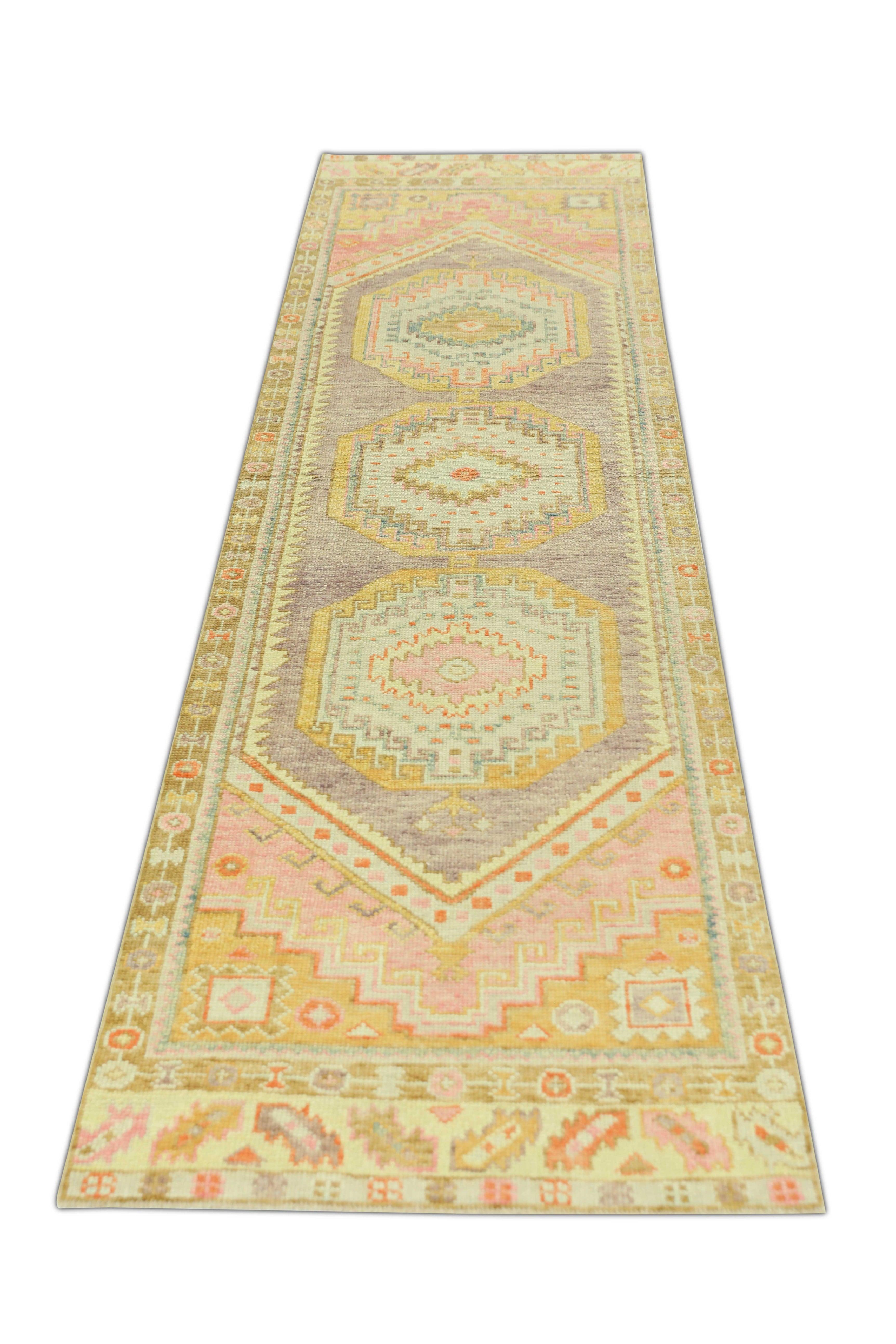 Hand-Knotted Oushak Rug Oriental Hand Knotted Turkish Oushak 2'11