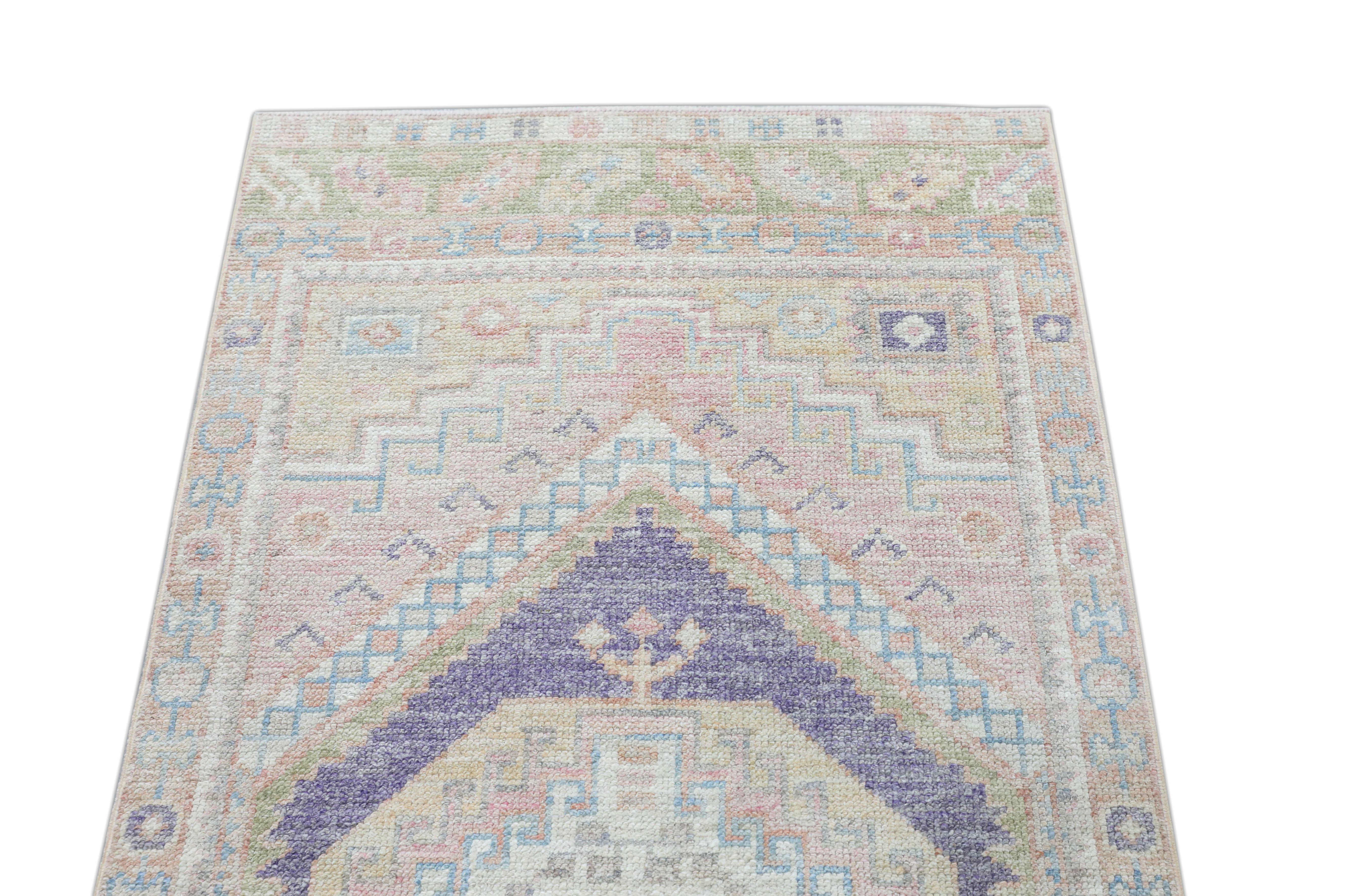 XXI secolo e contemporaneo Tappeto Oushak Orientale Annodato a Mano Turco Oushak 2'11