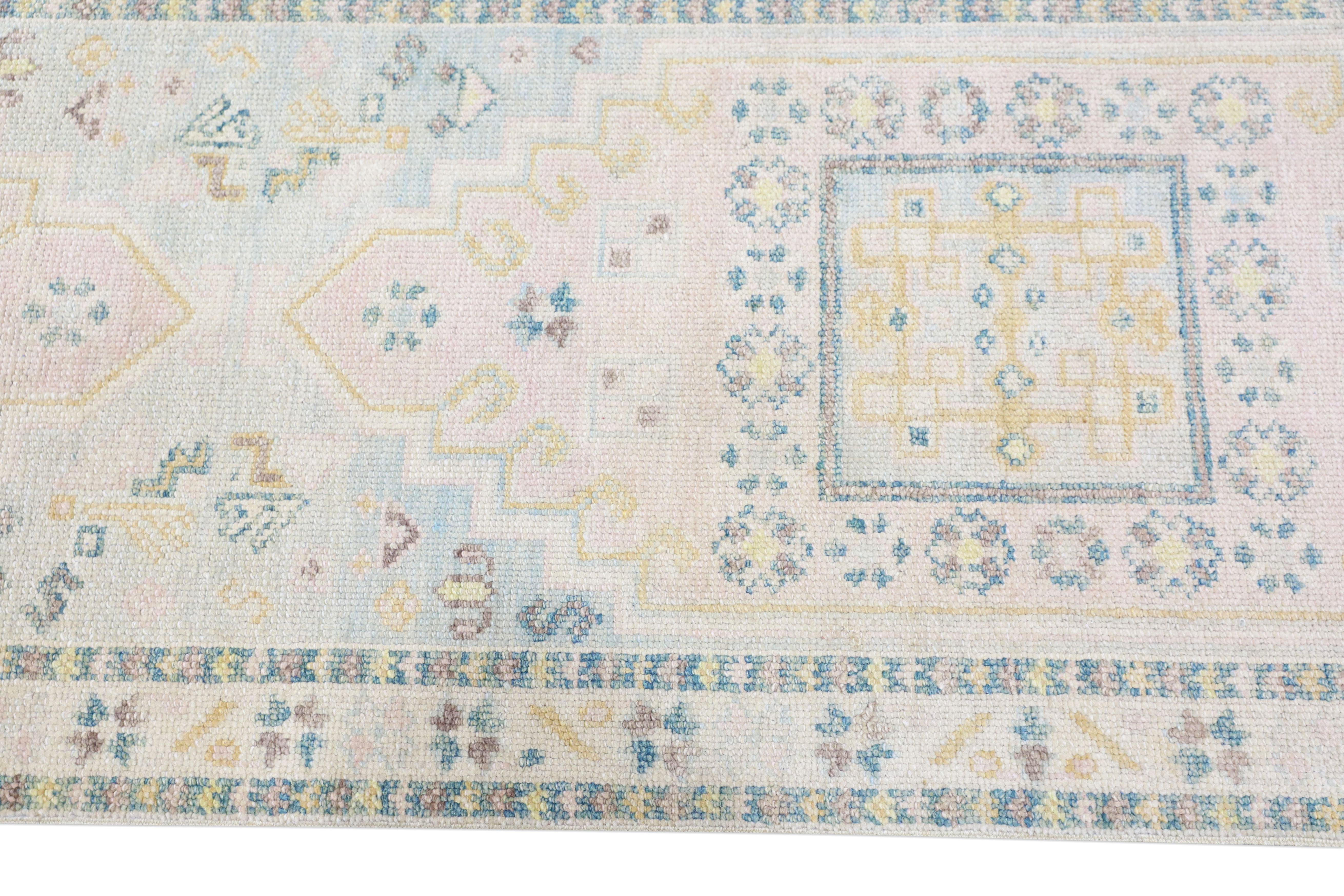 Hand-Knotted Oushak Rug Oriental Hand Knotted Turkish Oushak 2'11