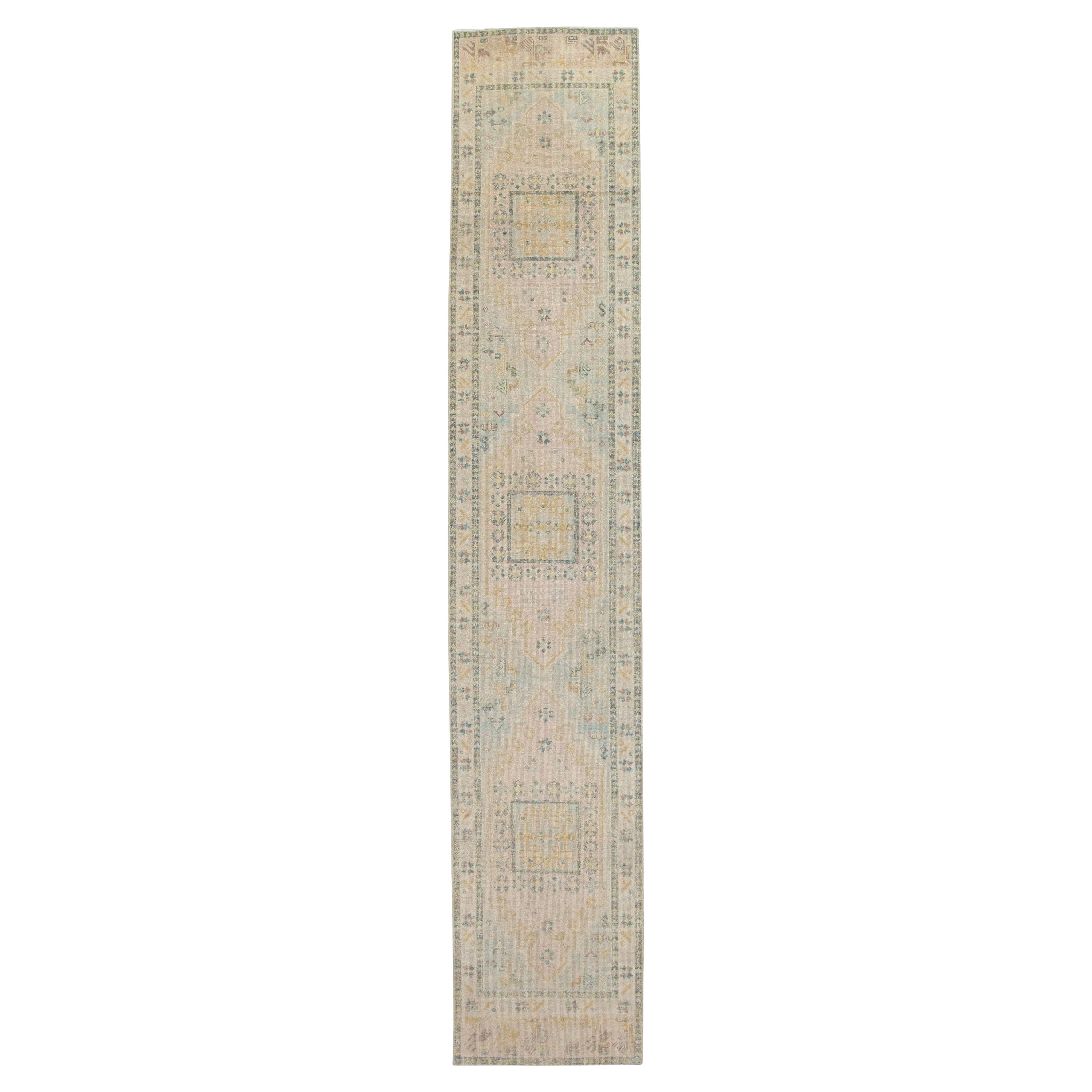 Oushak Rug Oriental Hand Knotted Turkish Oushak 2'11" x 15'6" #4446 For Sale