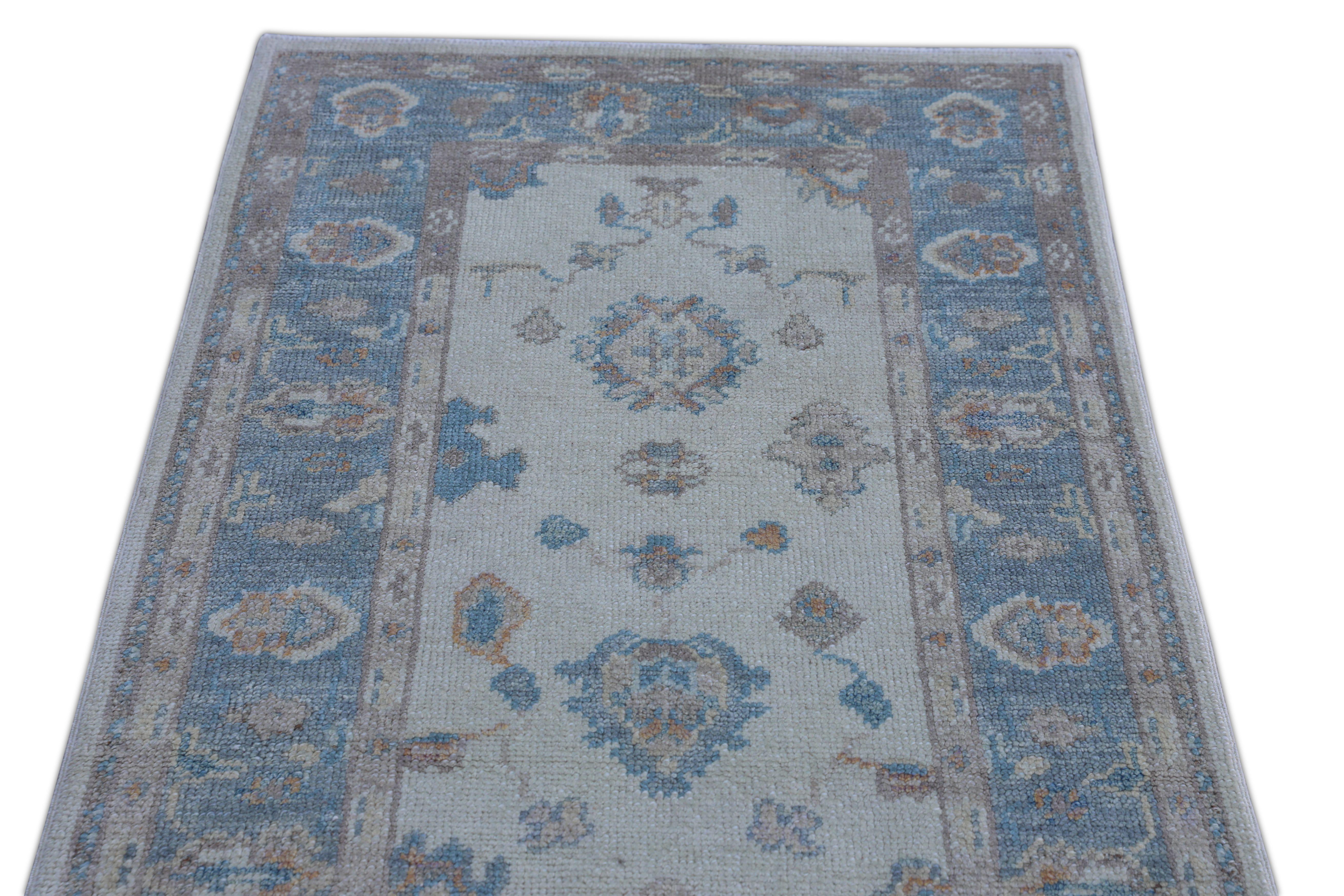 Tapis oriental noué à la main turc Oushak 2'11