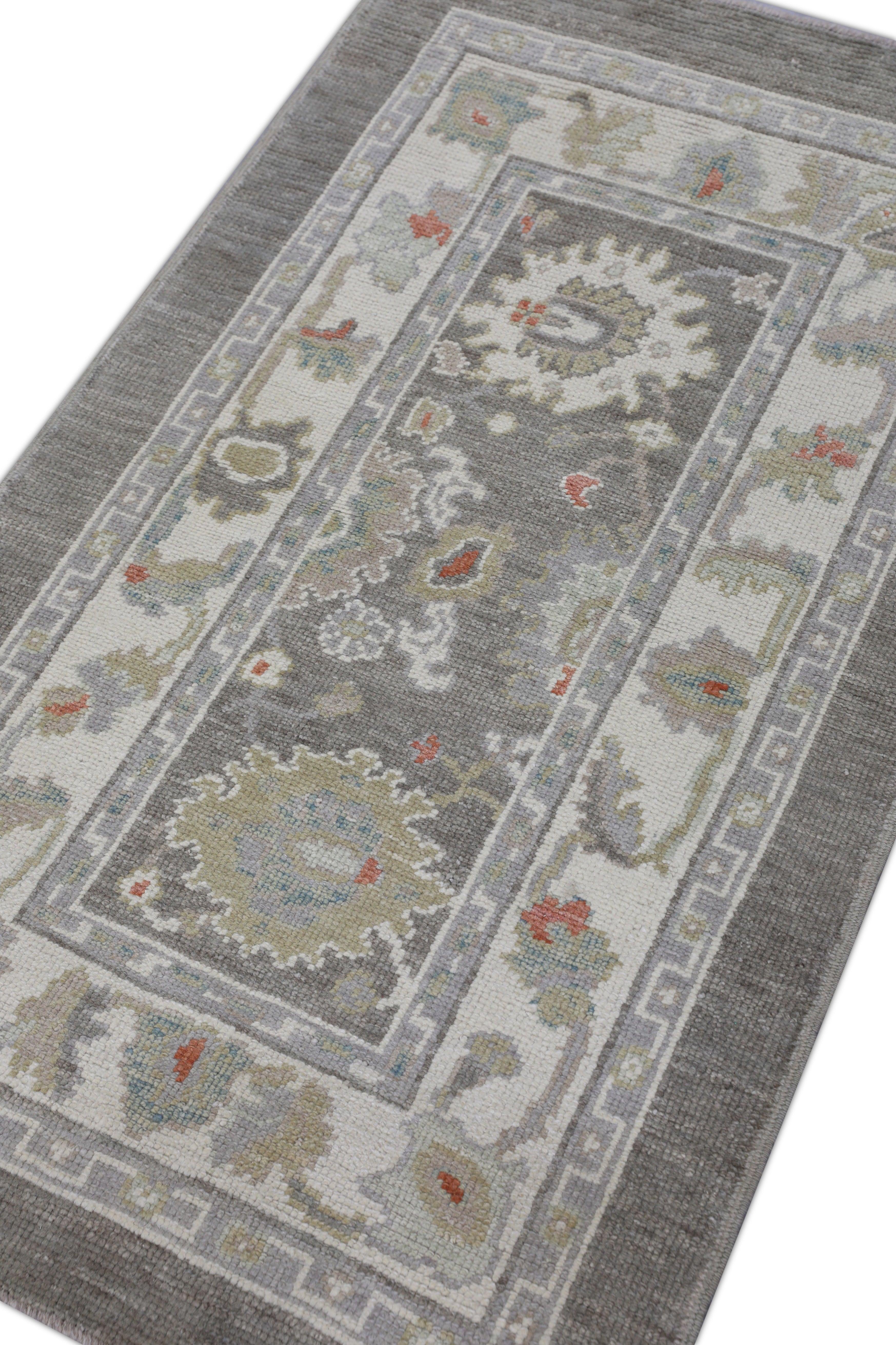 Turc Tapis oriental noué à la main turc Oushak 2'11