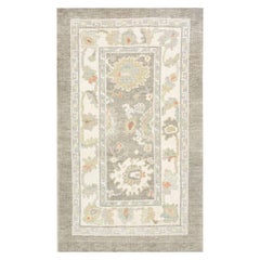 Tapis oriental noué à la main turc Oushak 2'11" x 4'10" #2837