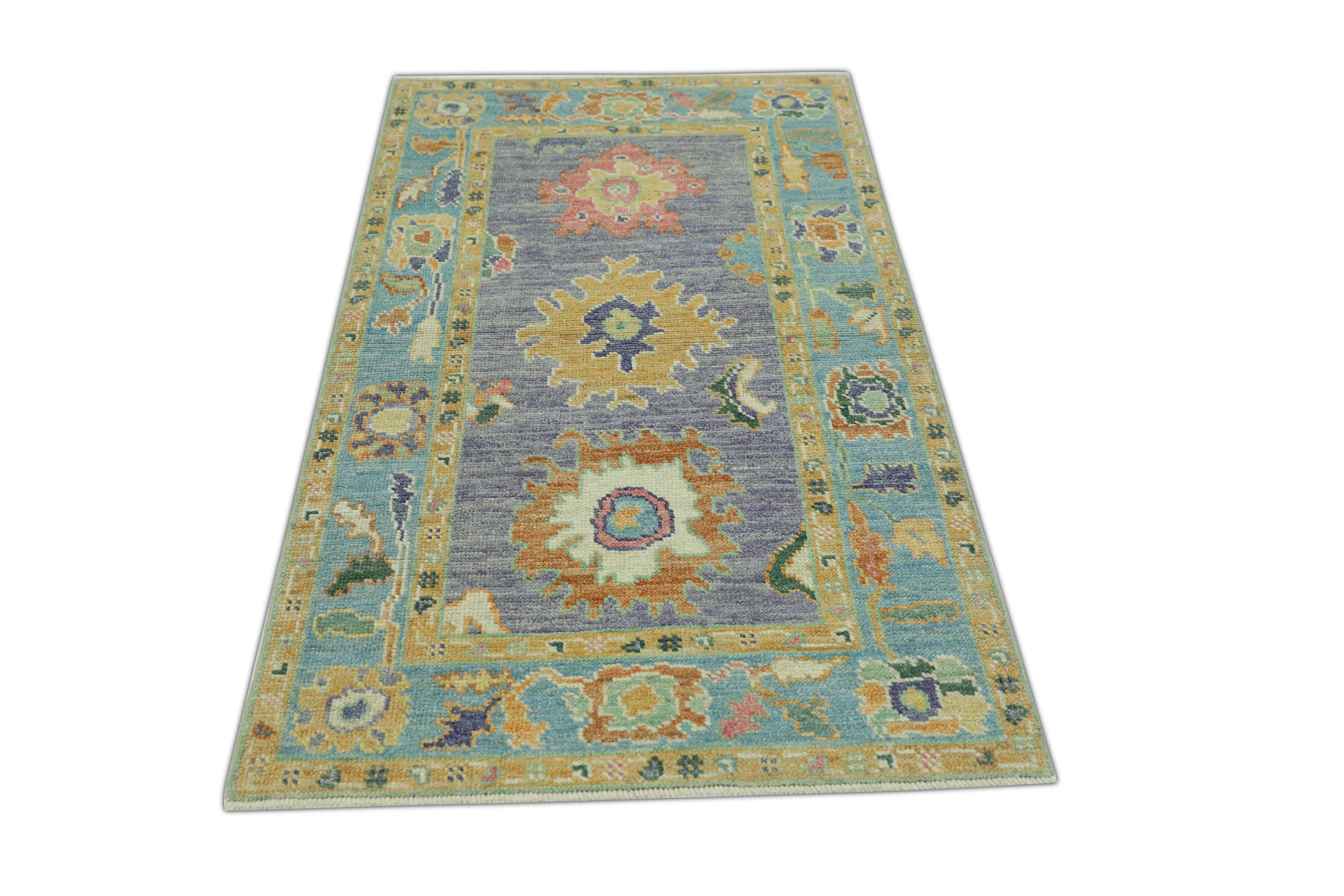 Hand-Knotted Oushak Rug Oriental Hand Knotted Turkish Oushak 2'11