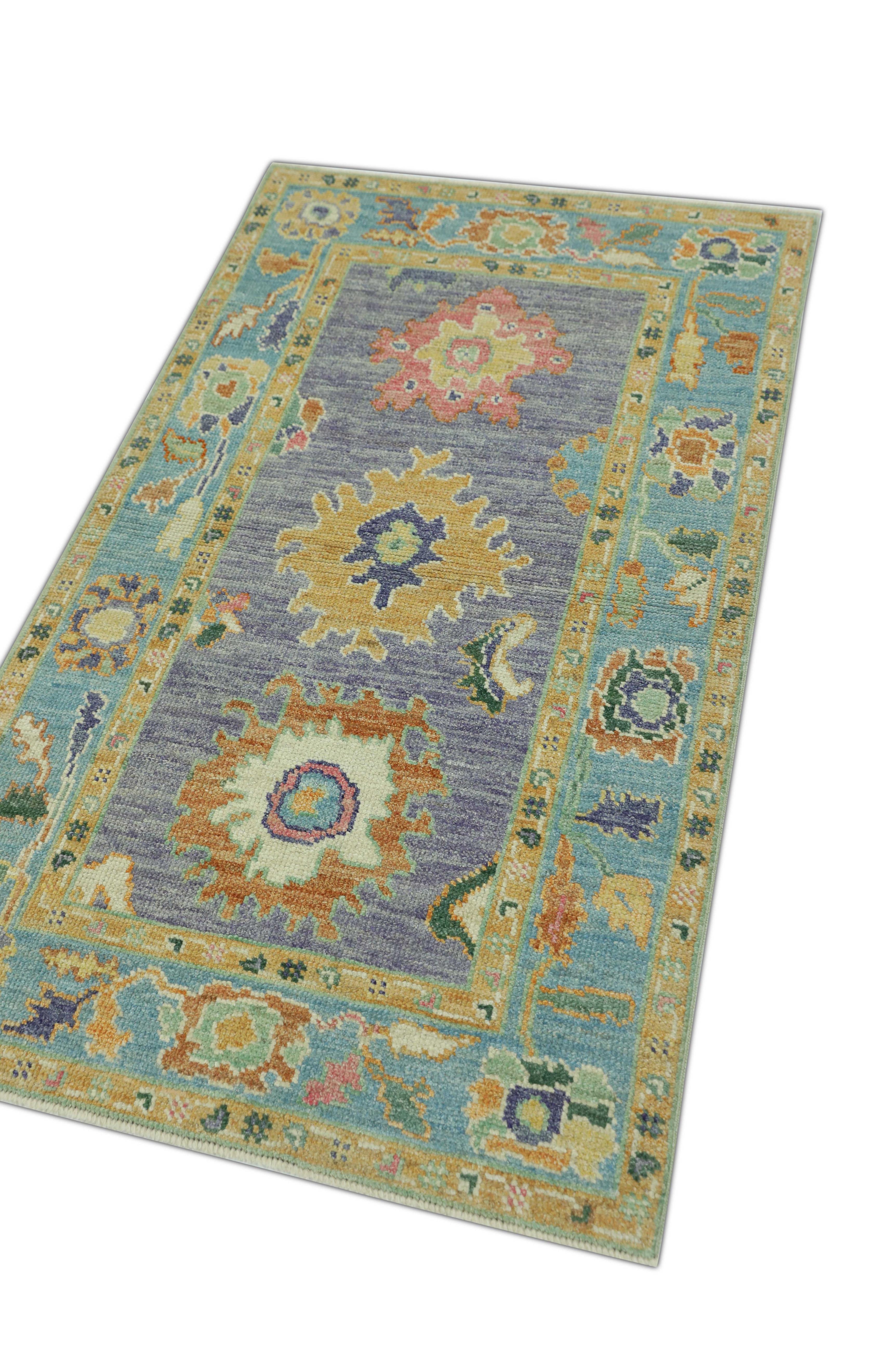 Contemporary Oushak Rug Oriental Hand Knotted Turkish Oushak 2'11