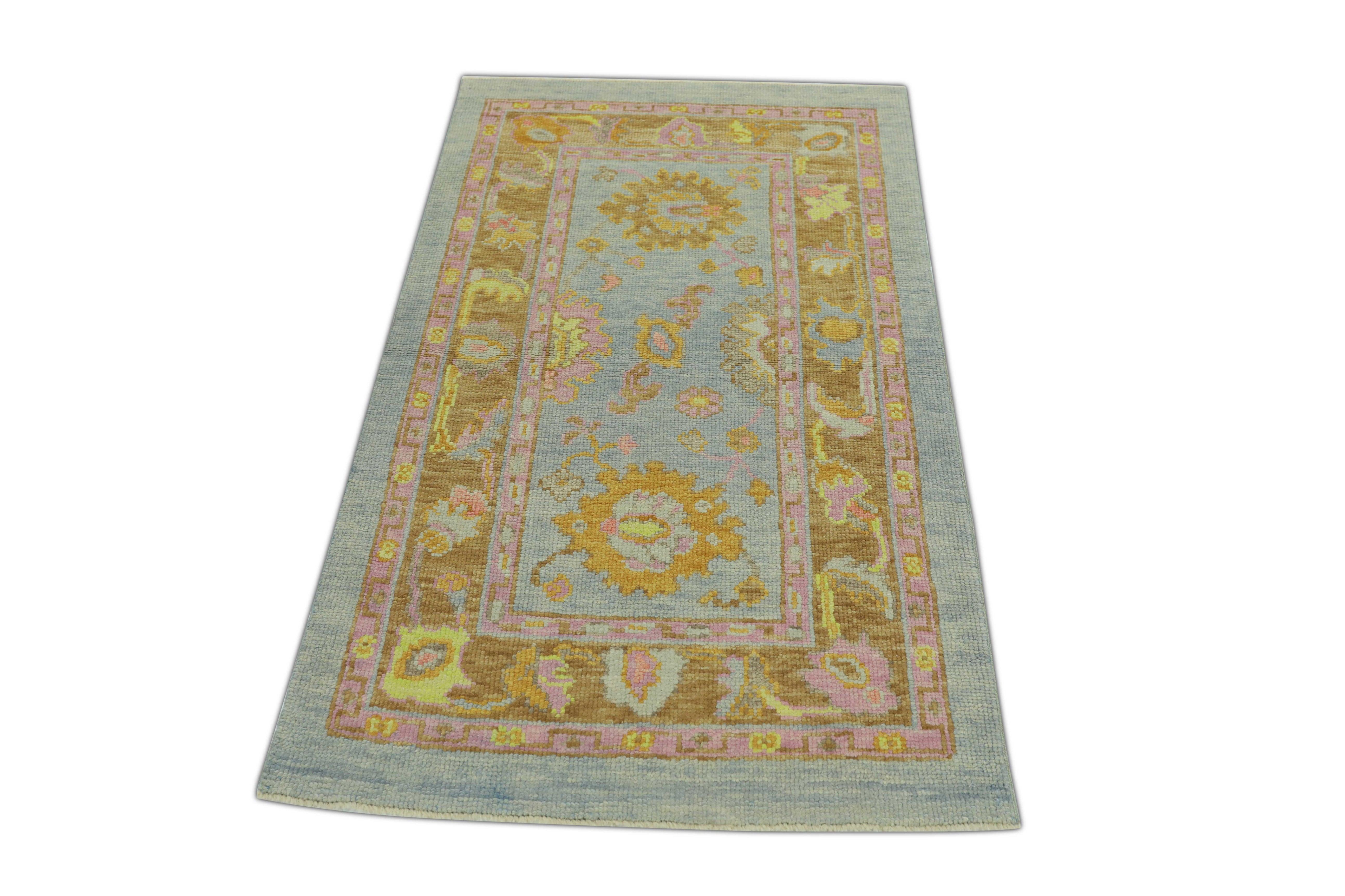 Hand-Knotted Oushak Rug Oriental Hand Knotted Turkish Oushak 2'11