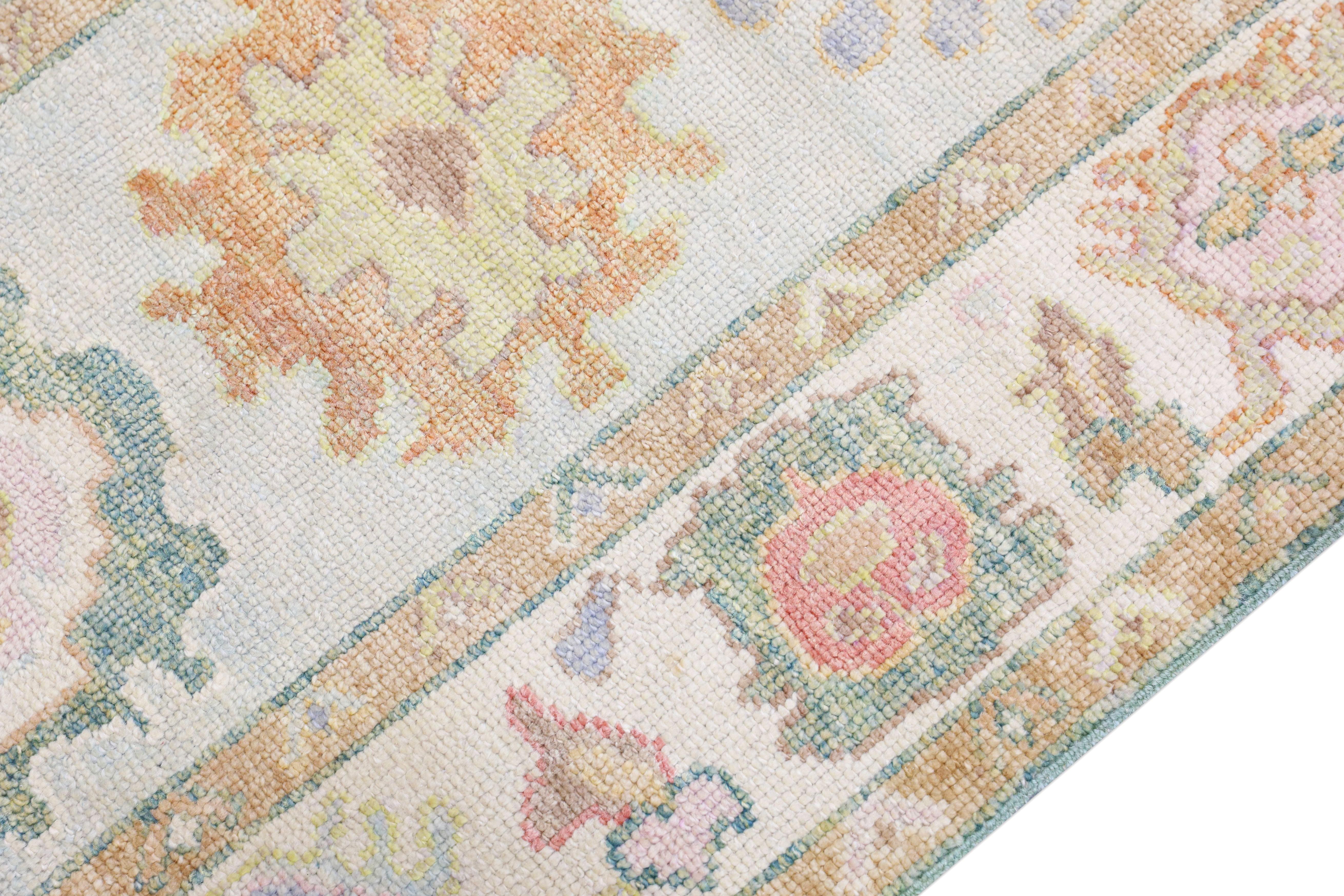 Hand-Knotted Oushak Rug Oriental Hand Knotted Turkish Oushak 2'11