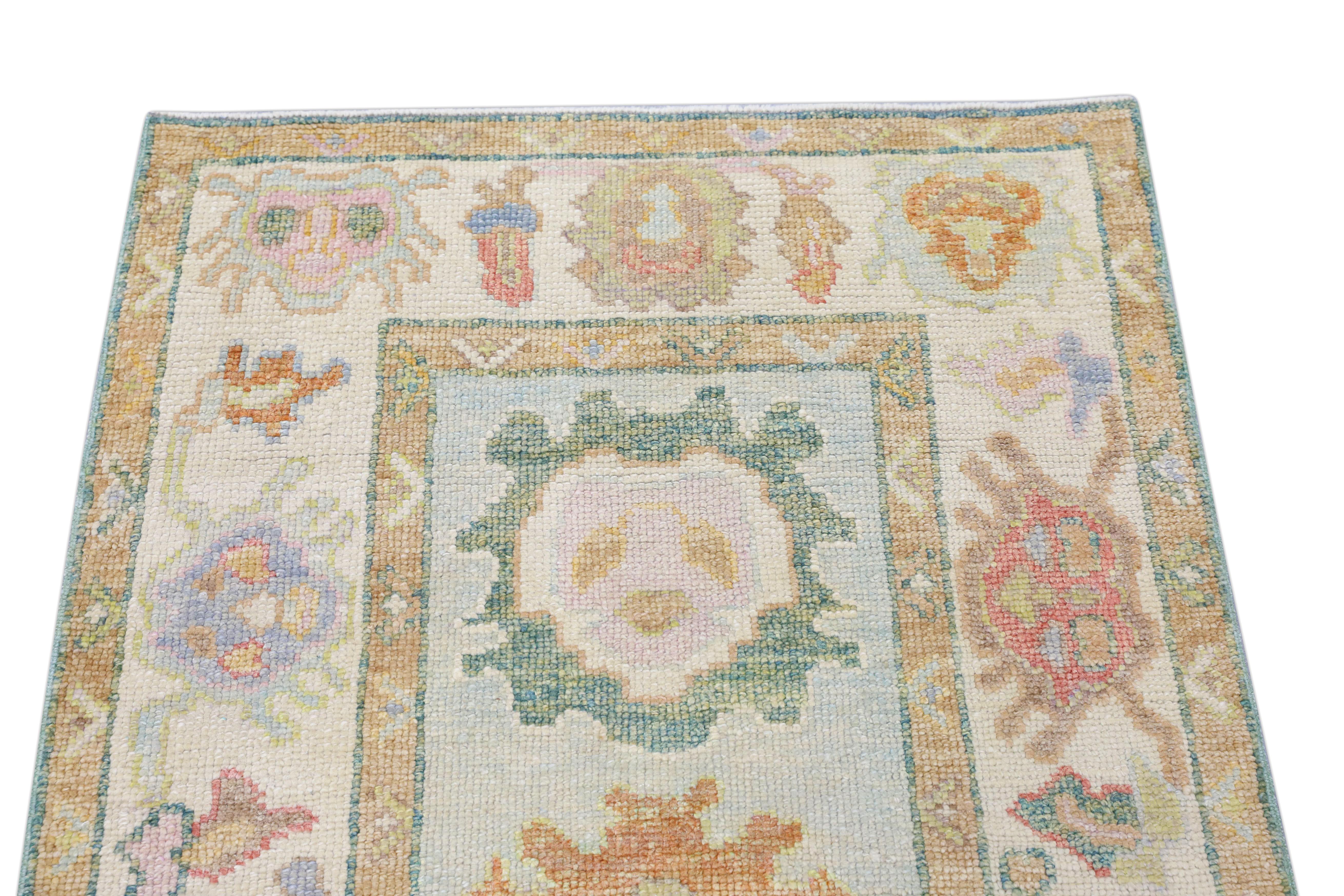 Contemporary Oushak Rug Oriental Hand Knotted Turkish Oushak 2'11
