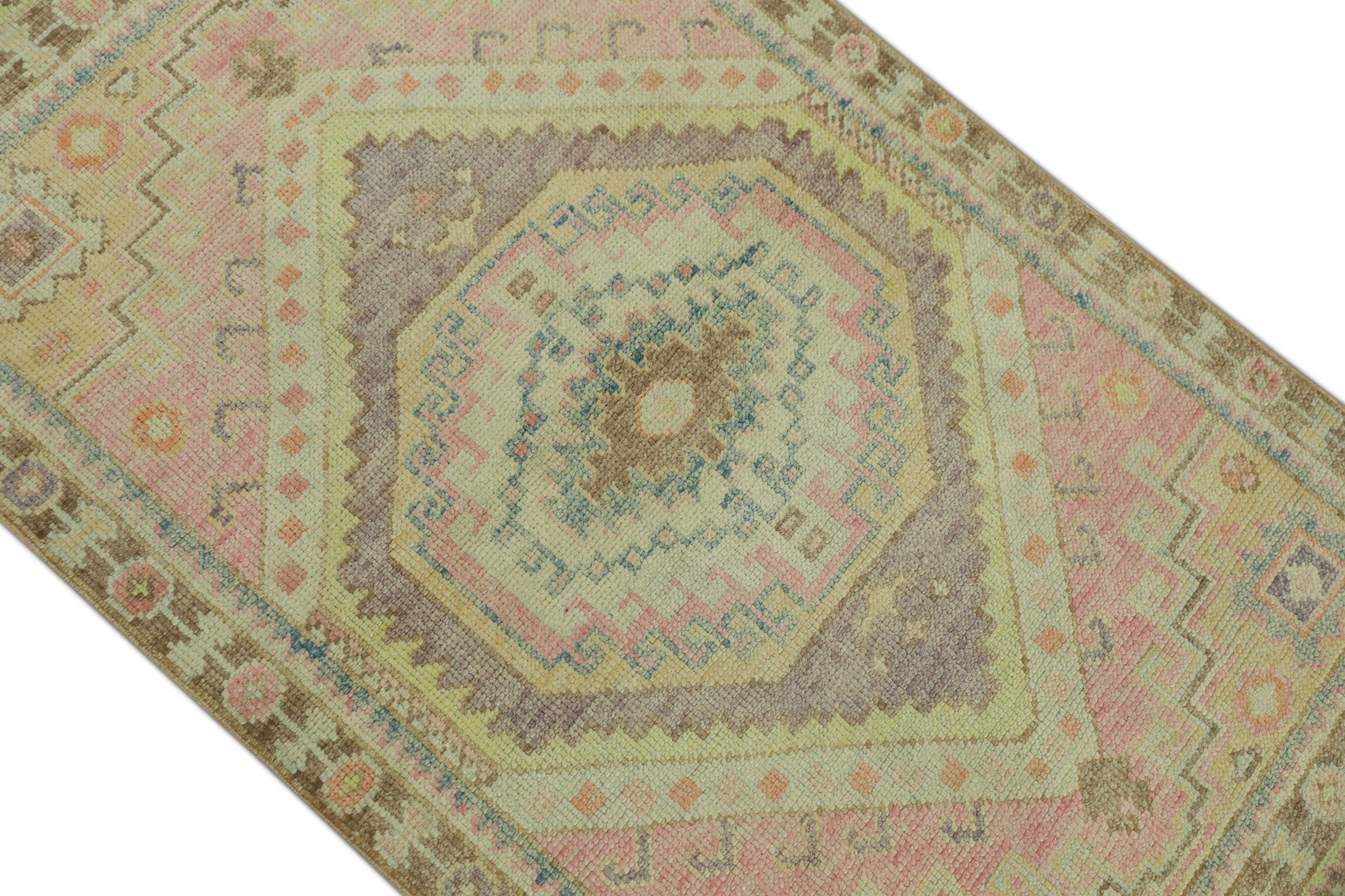 Tapis oriental noué à la main turc Oushak 2'11