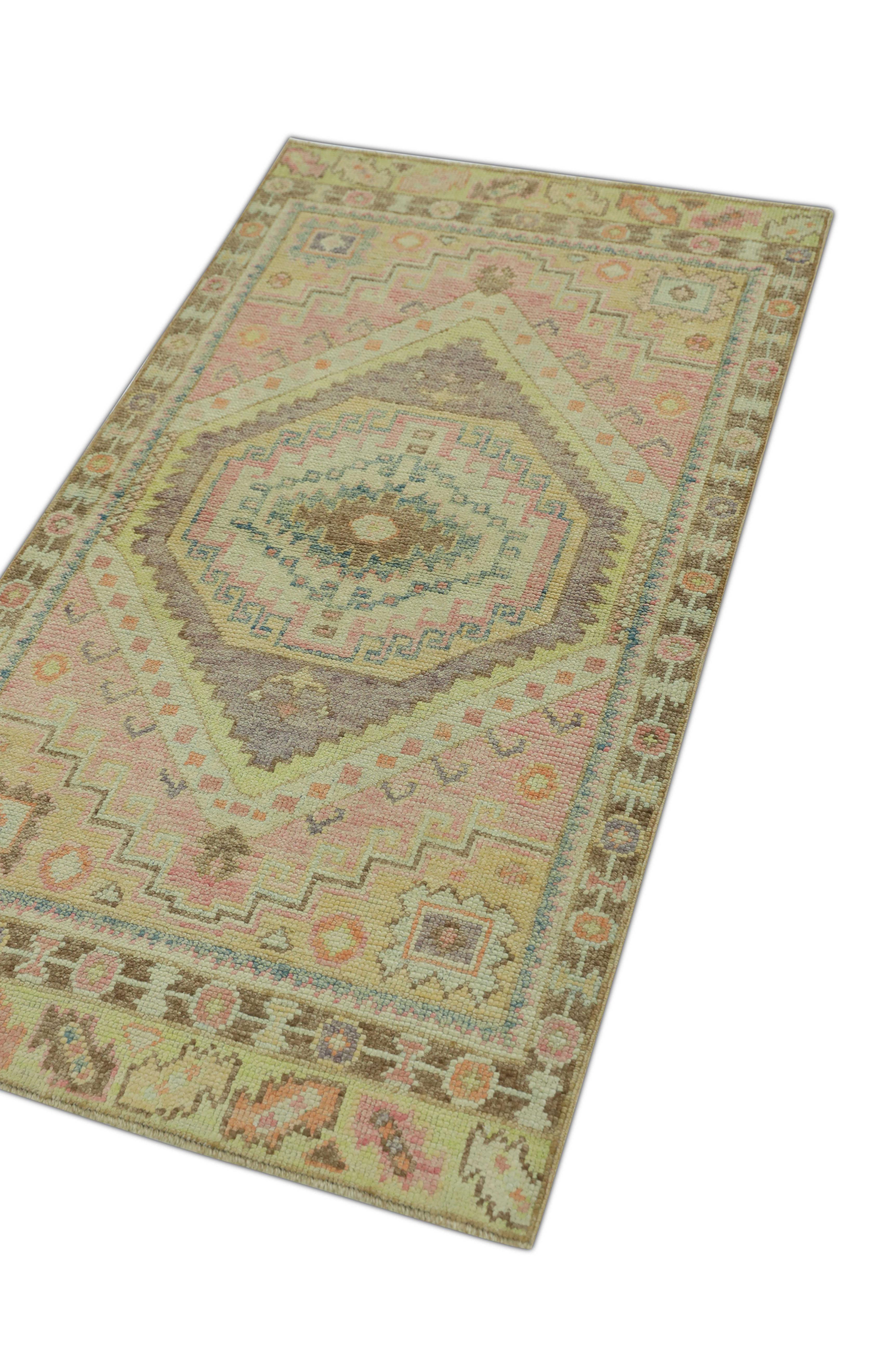 Tapis oriental noué à la main turc Oushak 2'11