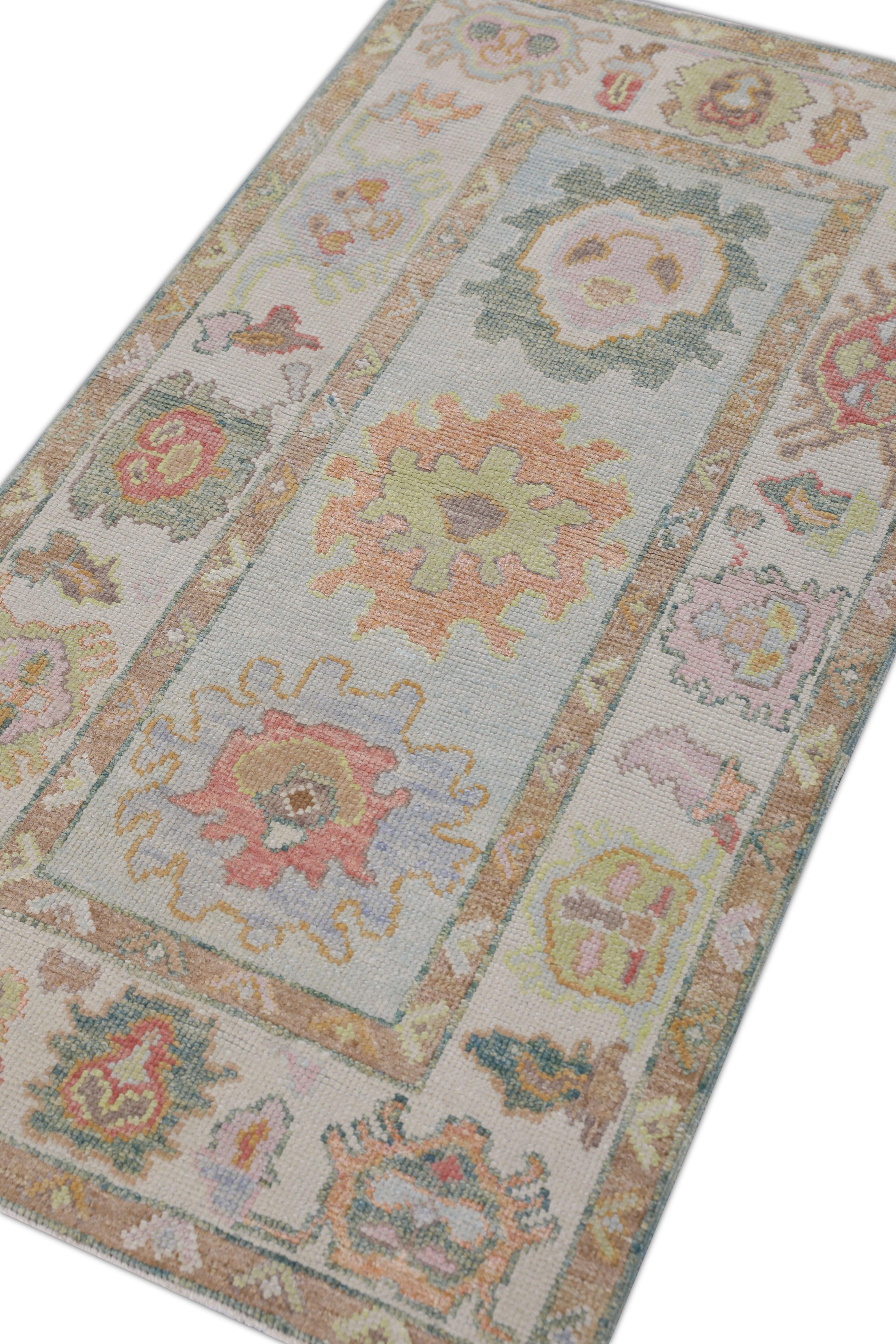 Turc Tapis oriental noué à la main turc Oushak 2'11