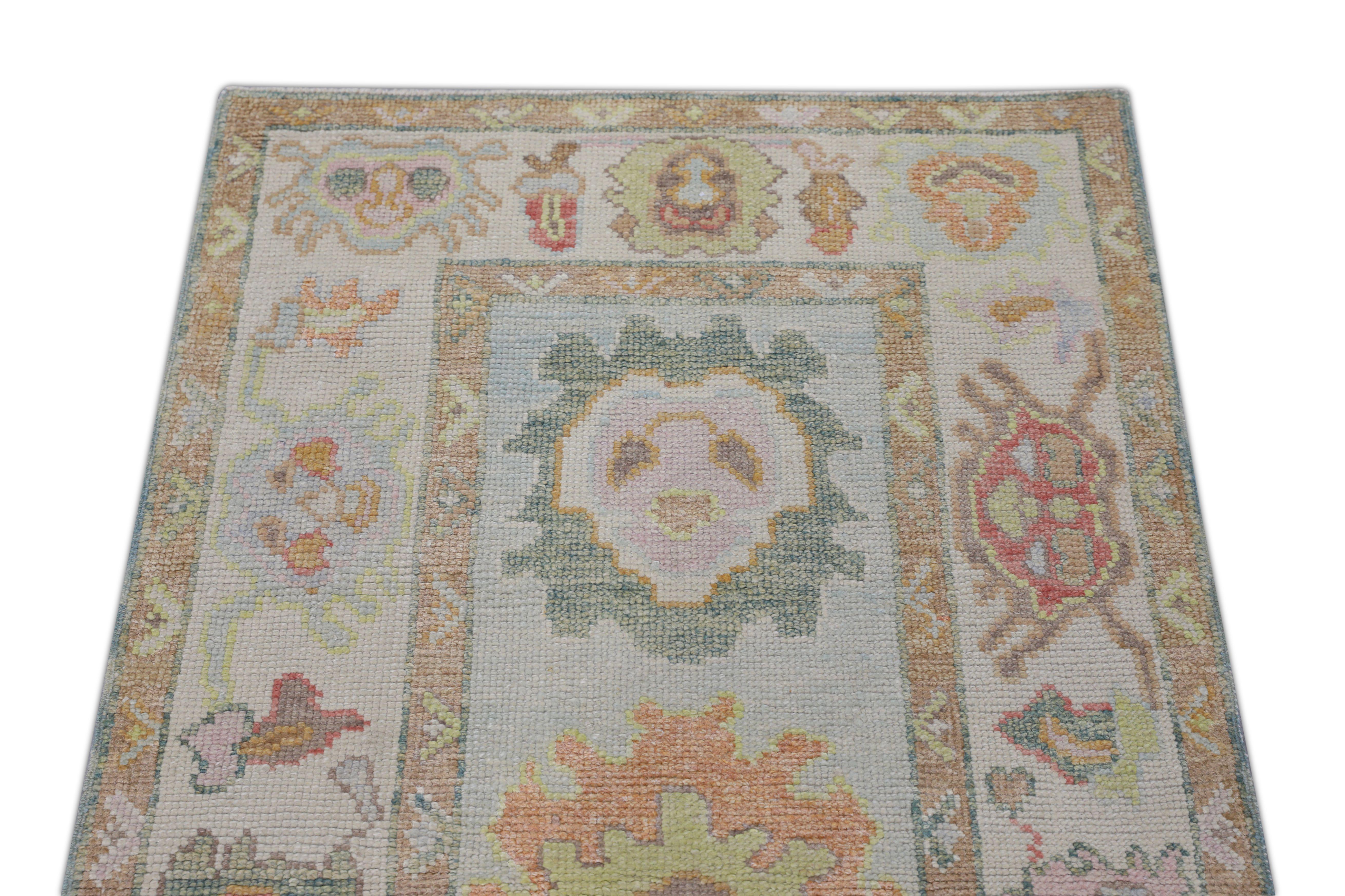 Tapis oriental noué à la main turc Oushak 2'11