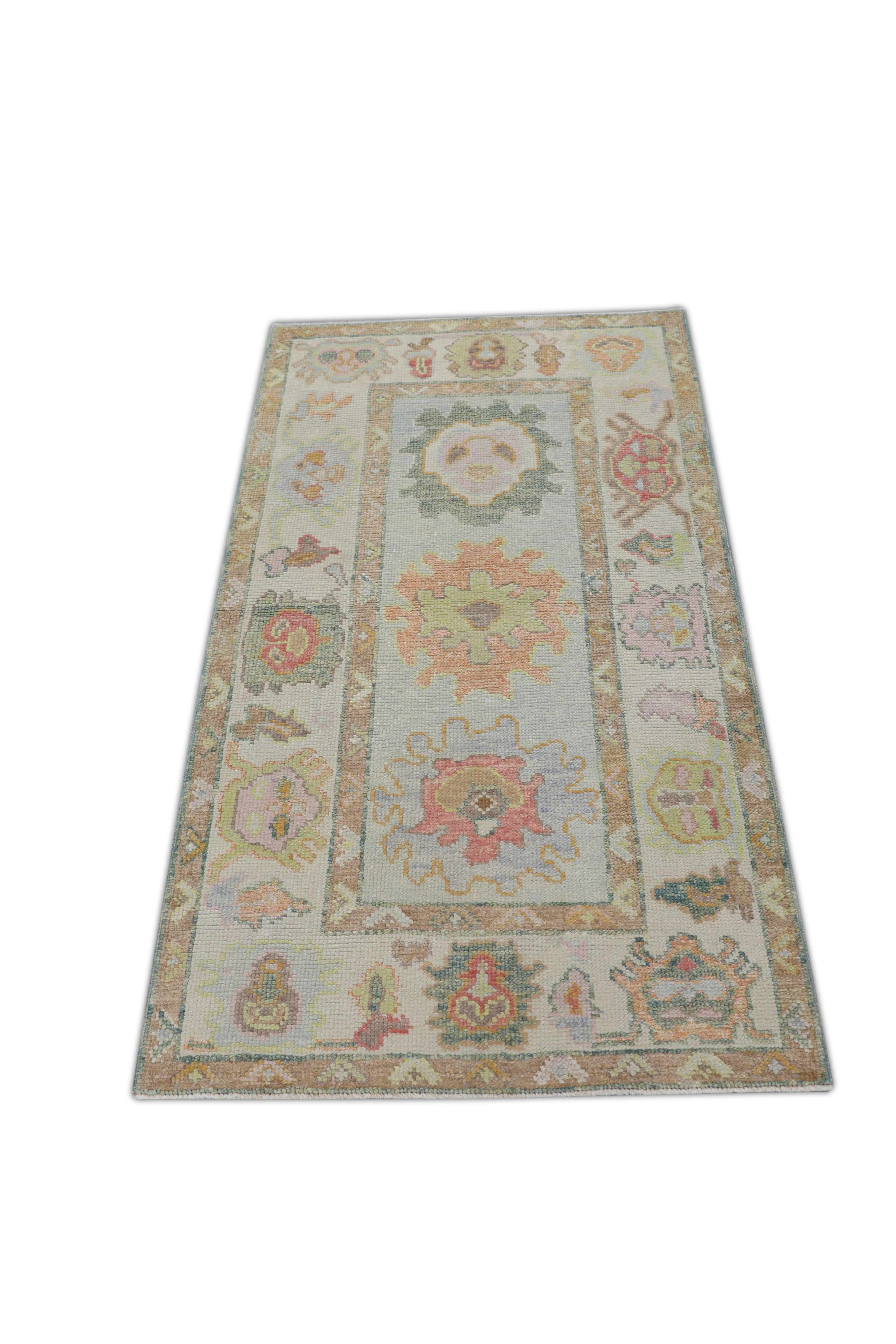 XXIe siècle et contemporain Tapis oriental noué à la main turc Oushak 2'11