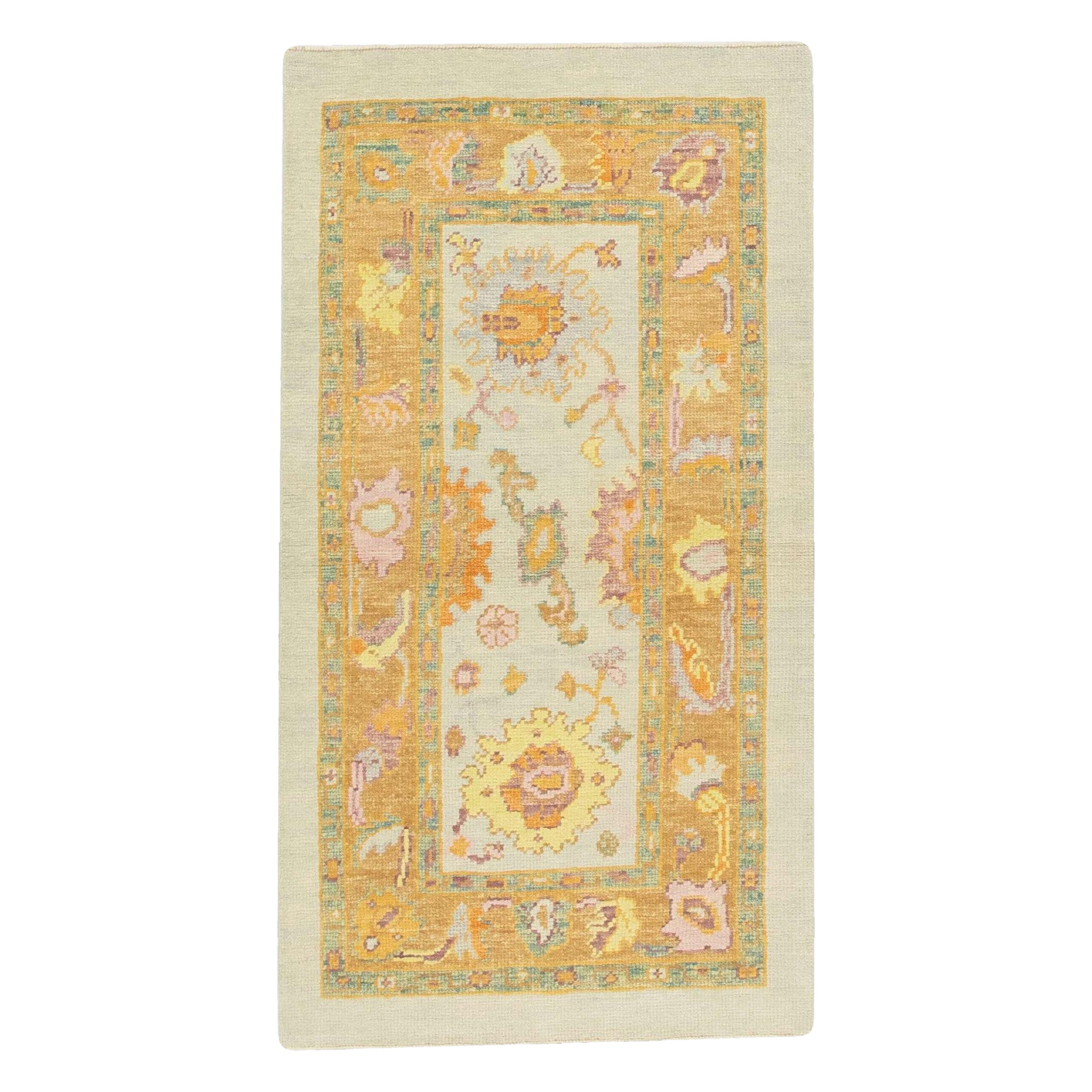 Oushak-Teppich Orientalischer handgeknüpfter türkischer Oushak 2'11" x 5'5" #1365