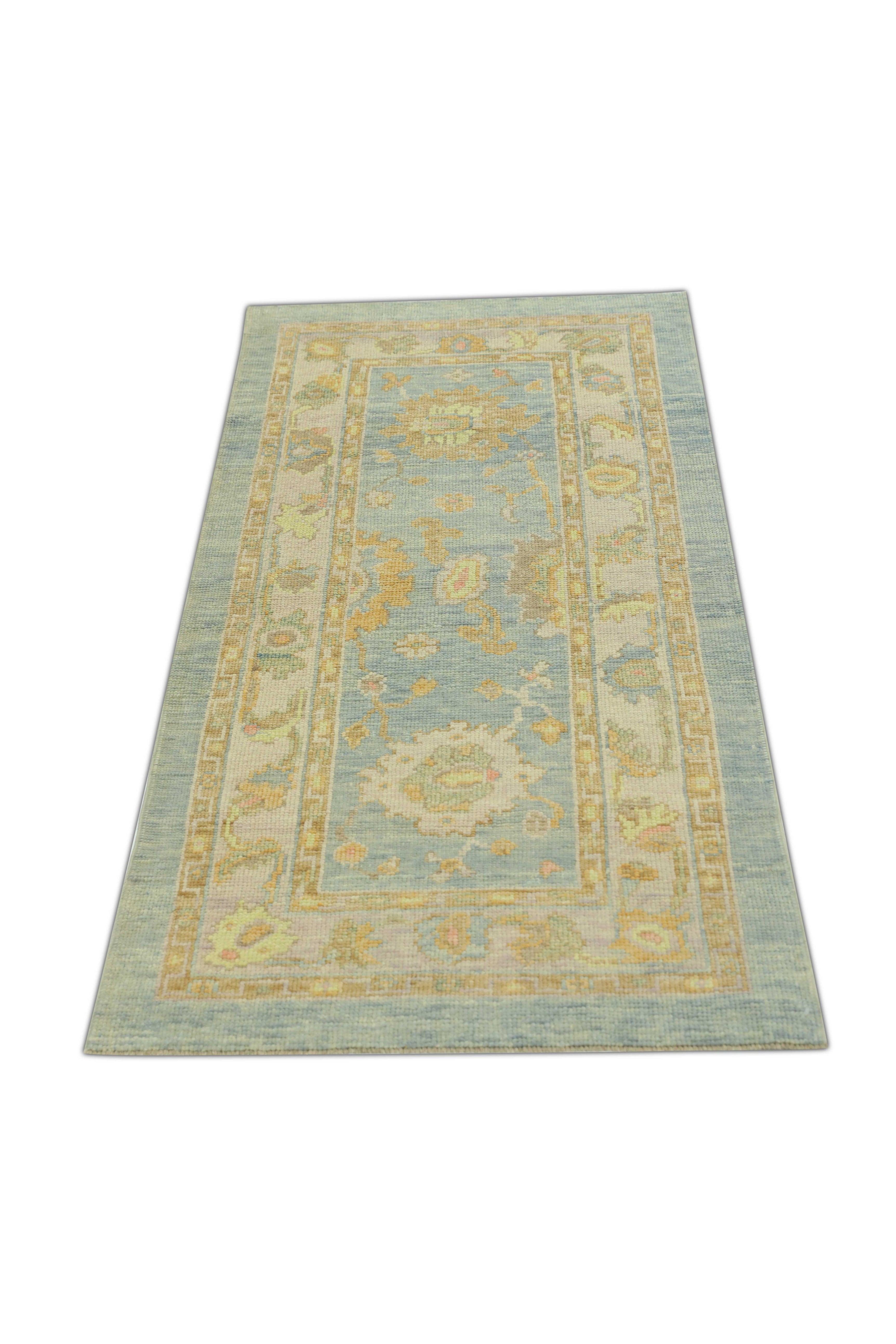 Hand-Knotted Oushak Rug Oriental Hand Knotted Turkish Oushak 2'11