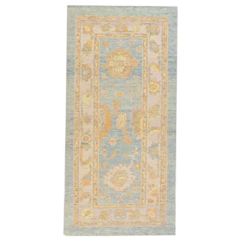 Oushak Rug Oriental Hand Knotted Turkish Oushak 2'11" x 6'1" #945 For Sale