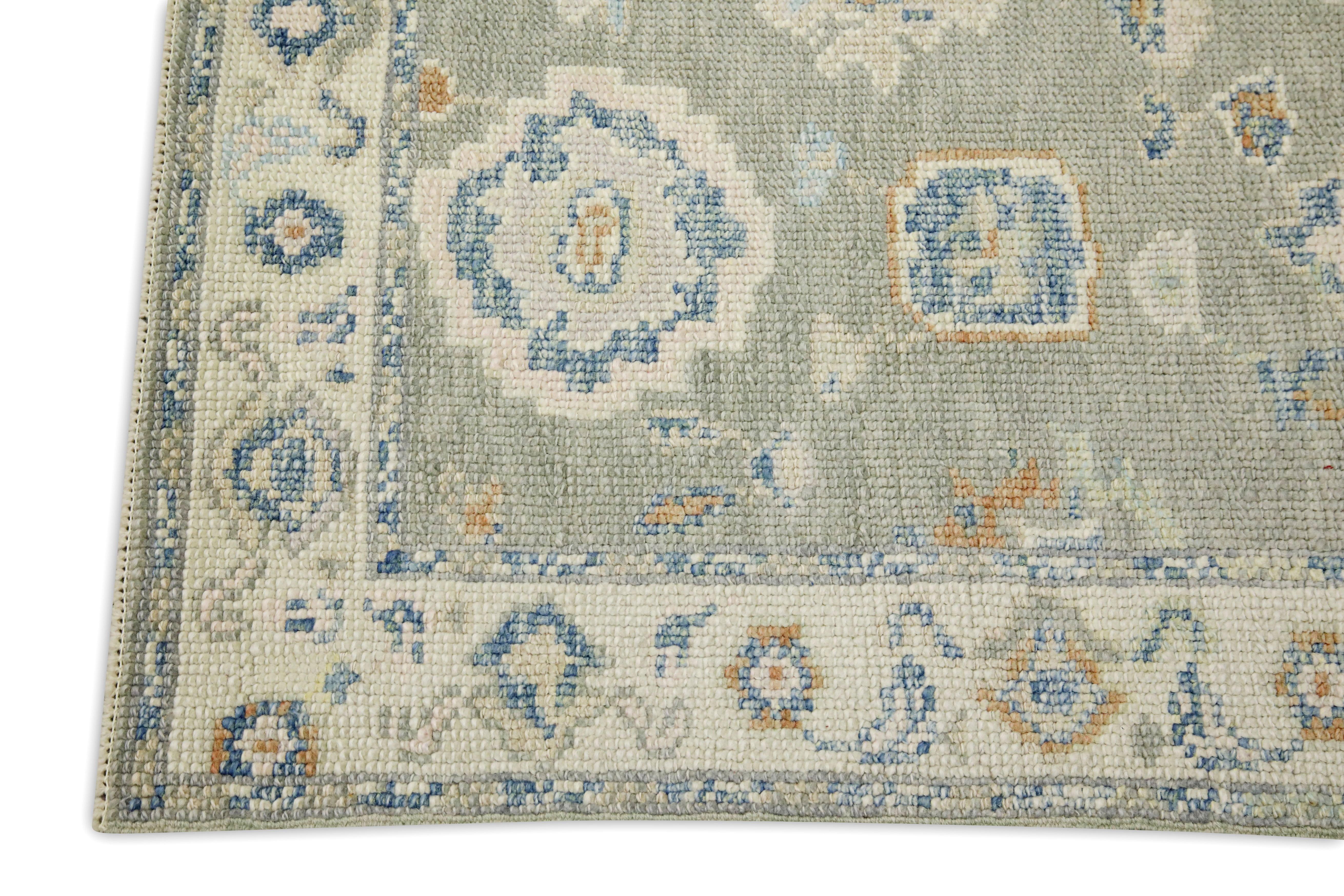 Hand-Knotted Oushak Rug Oriental Hand Knotted Turkish Oushak 2'2