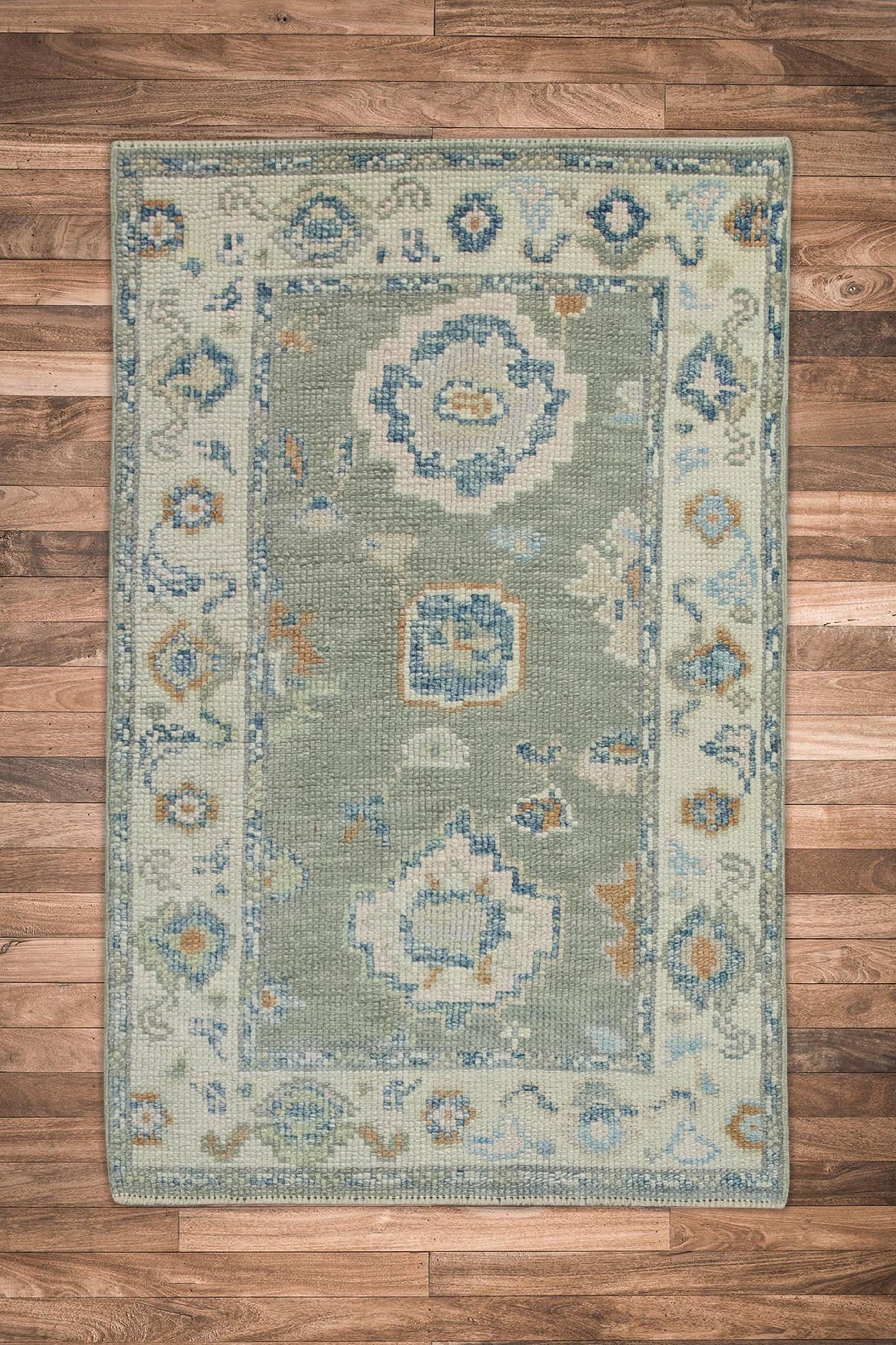 Oushak Rug Oriental Hand Knotted Turkish Oushak 2'2