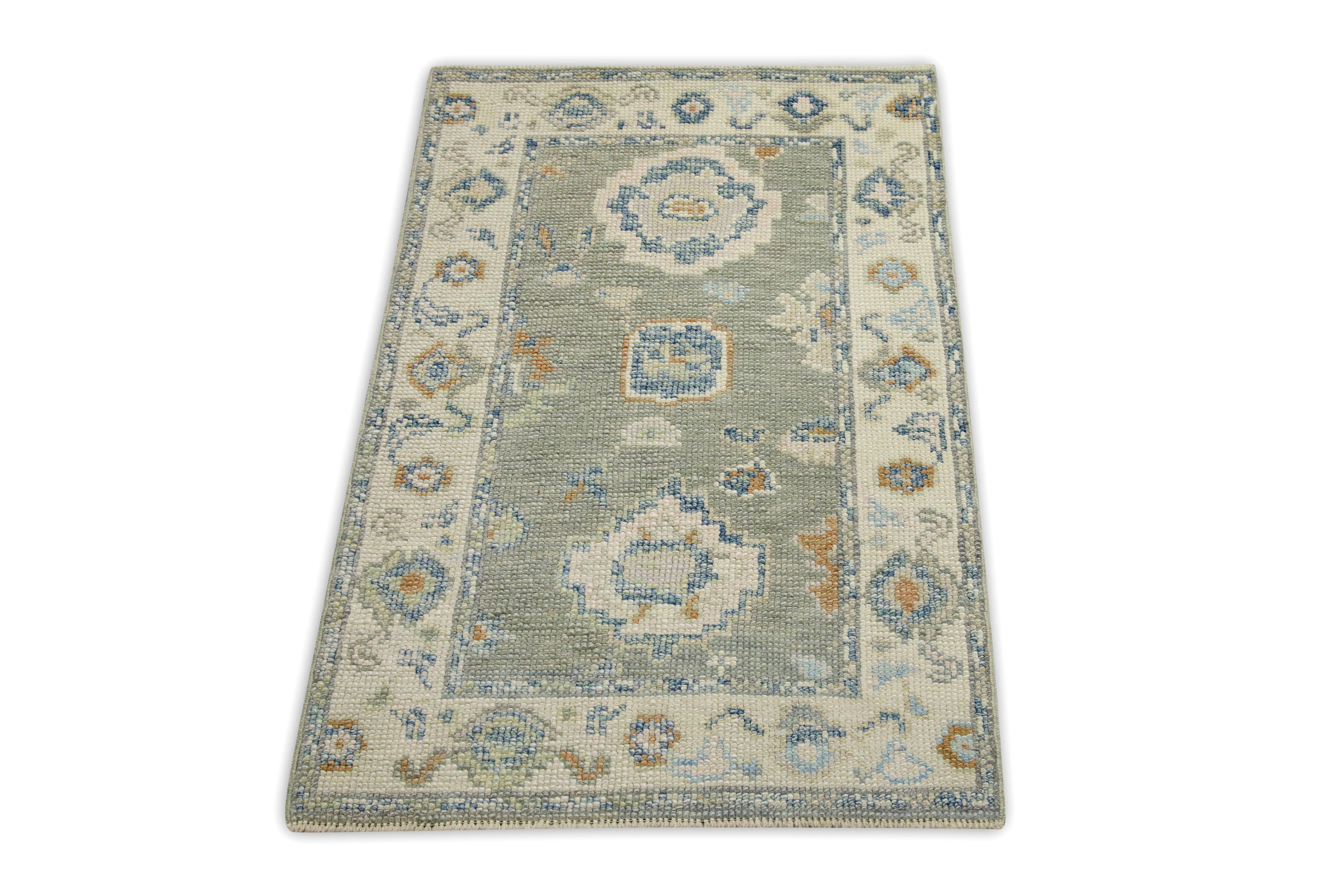 Contemporary Oushak Rug Oriental Hand Knotted Turkish Oushak 2'2