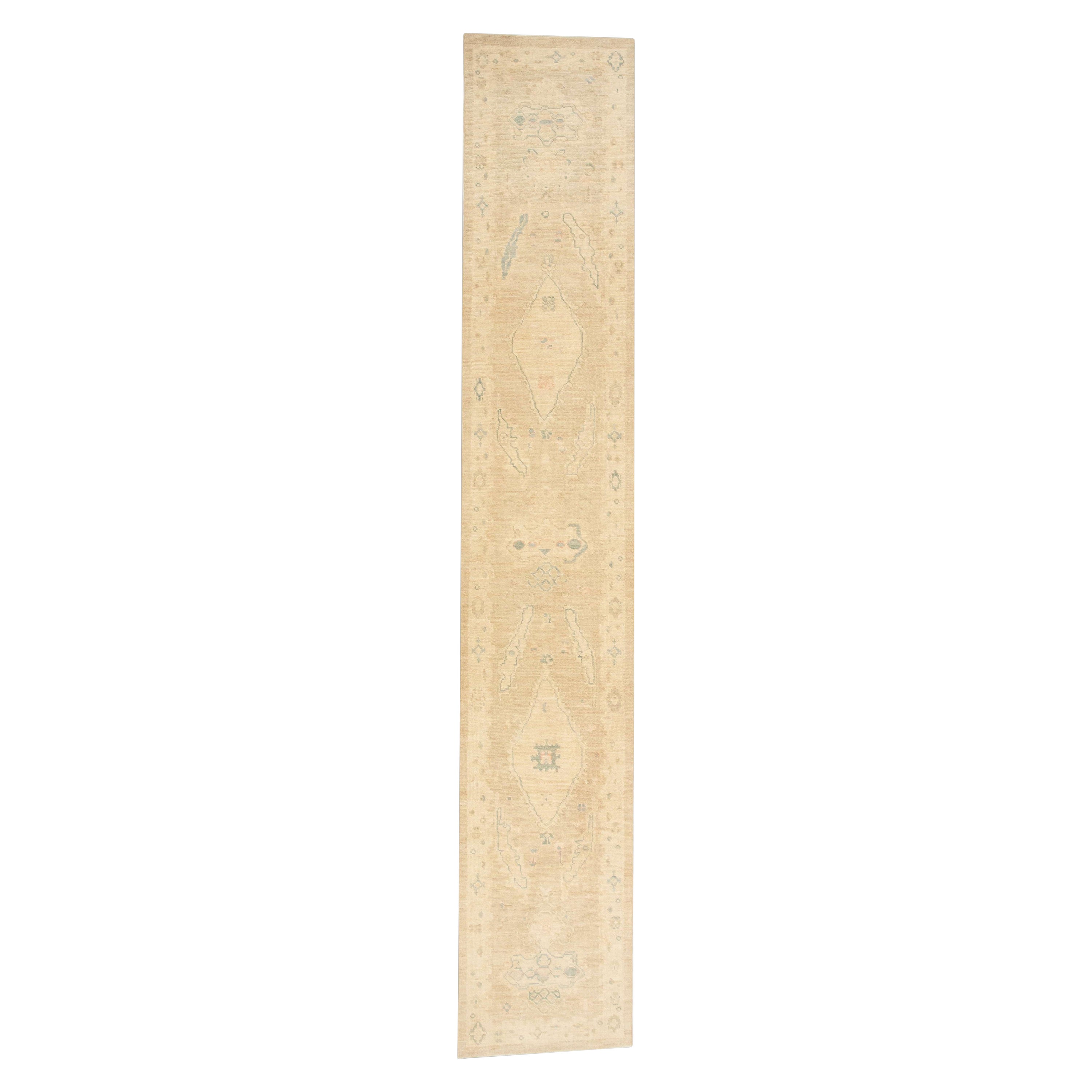 Oushak Rug Oriental Hand Knotted Turkish Oushak 2'5" x 13'11" #614 For Sale
