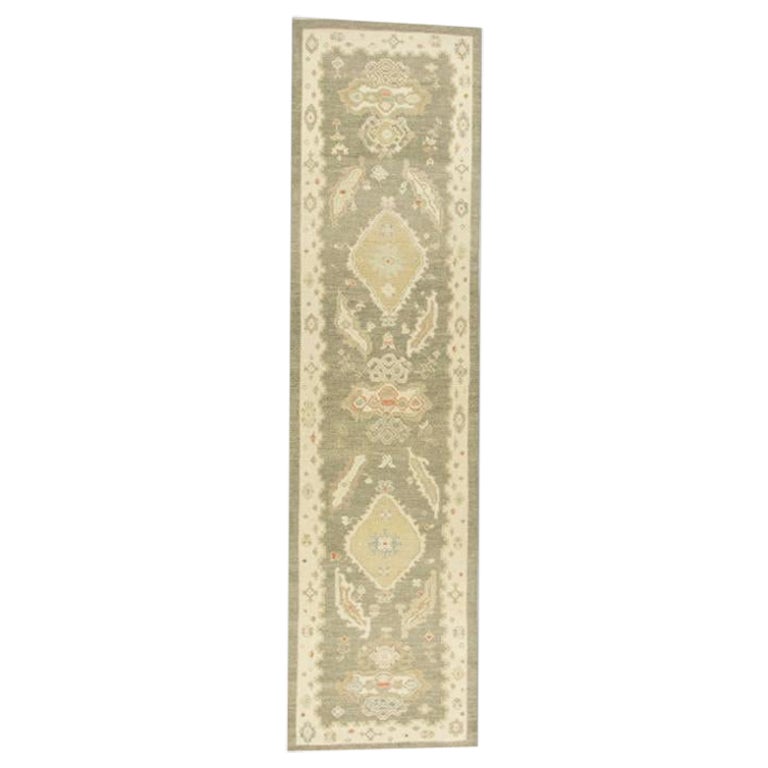 Tappeto Oushak Orientale annodato a mano Turco Oushak 2'7" x 10'1" #745