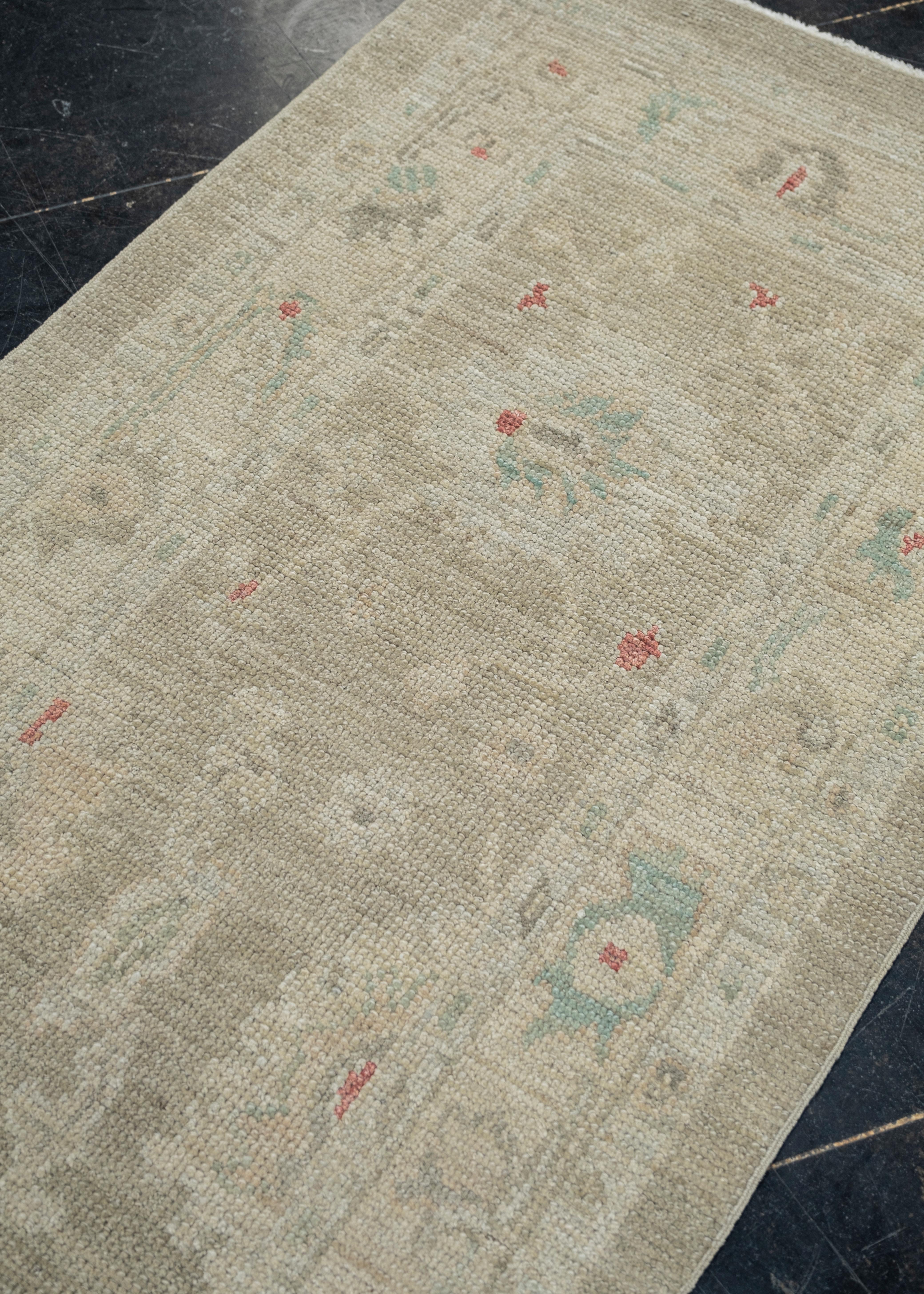 Tapis oriental noué à la main turc Oushak 2'7