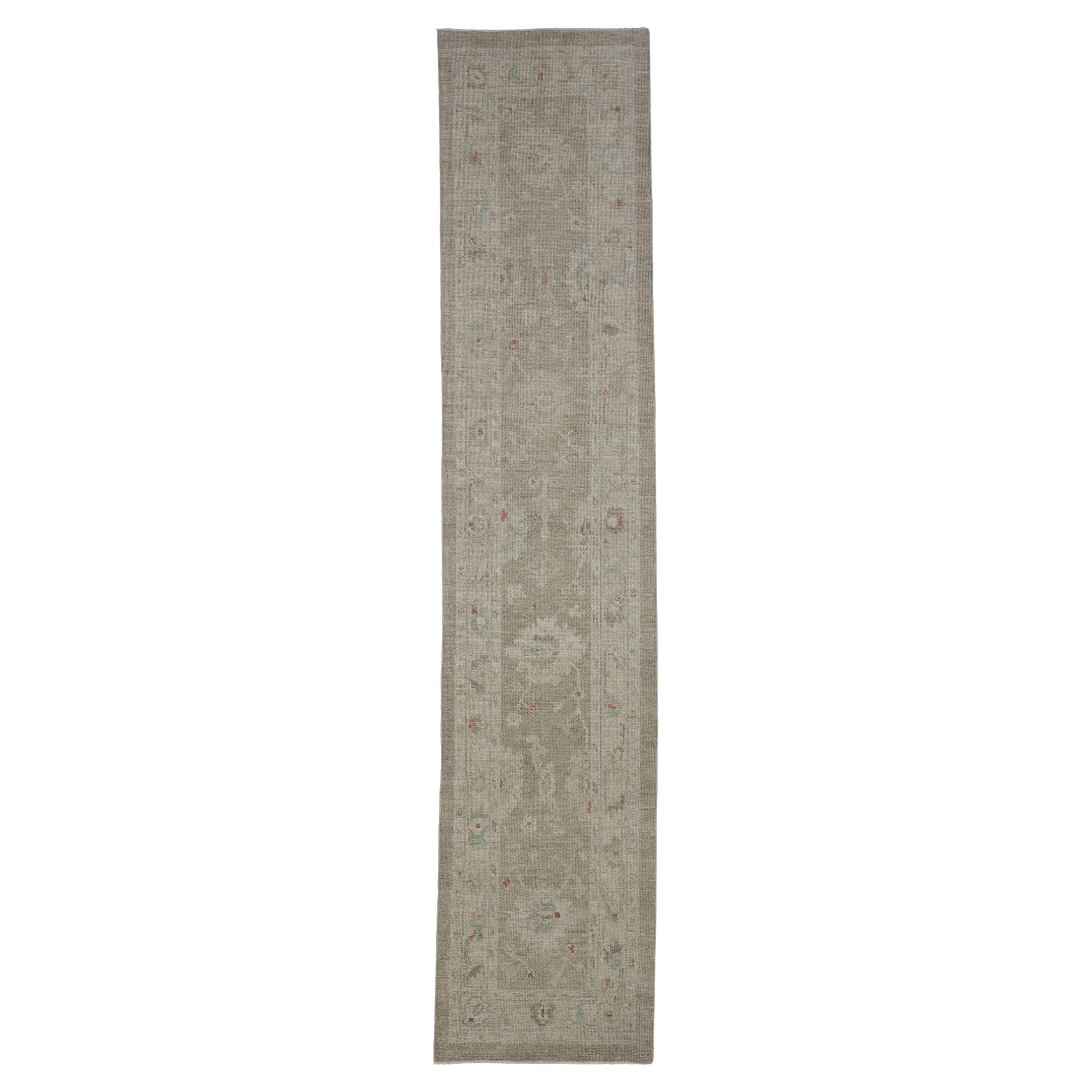 Oushak Rug Oriental Hand Knotted Turkish Oushak 2'7" x 12'6" #2266