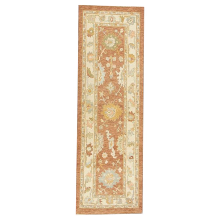 Tappeto Oushak Orientale annodato a mano Turco Oushak 2'7" x 8'3" #706