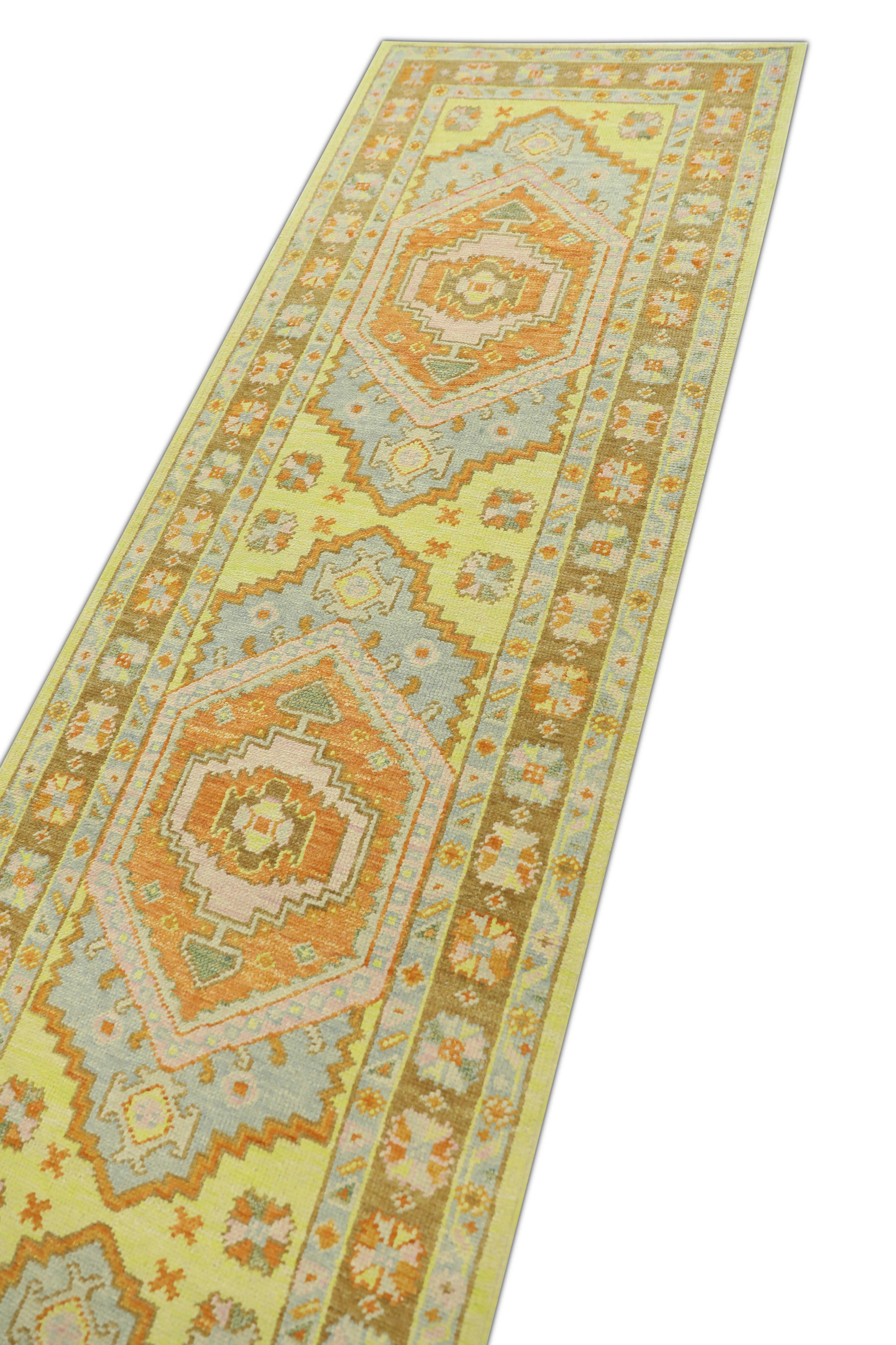 Tapis oriental noué à la main turc Oushak 2'8