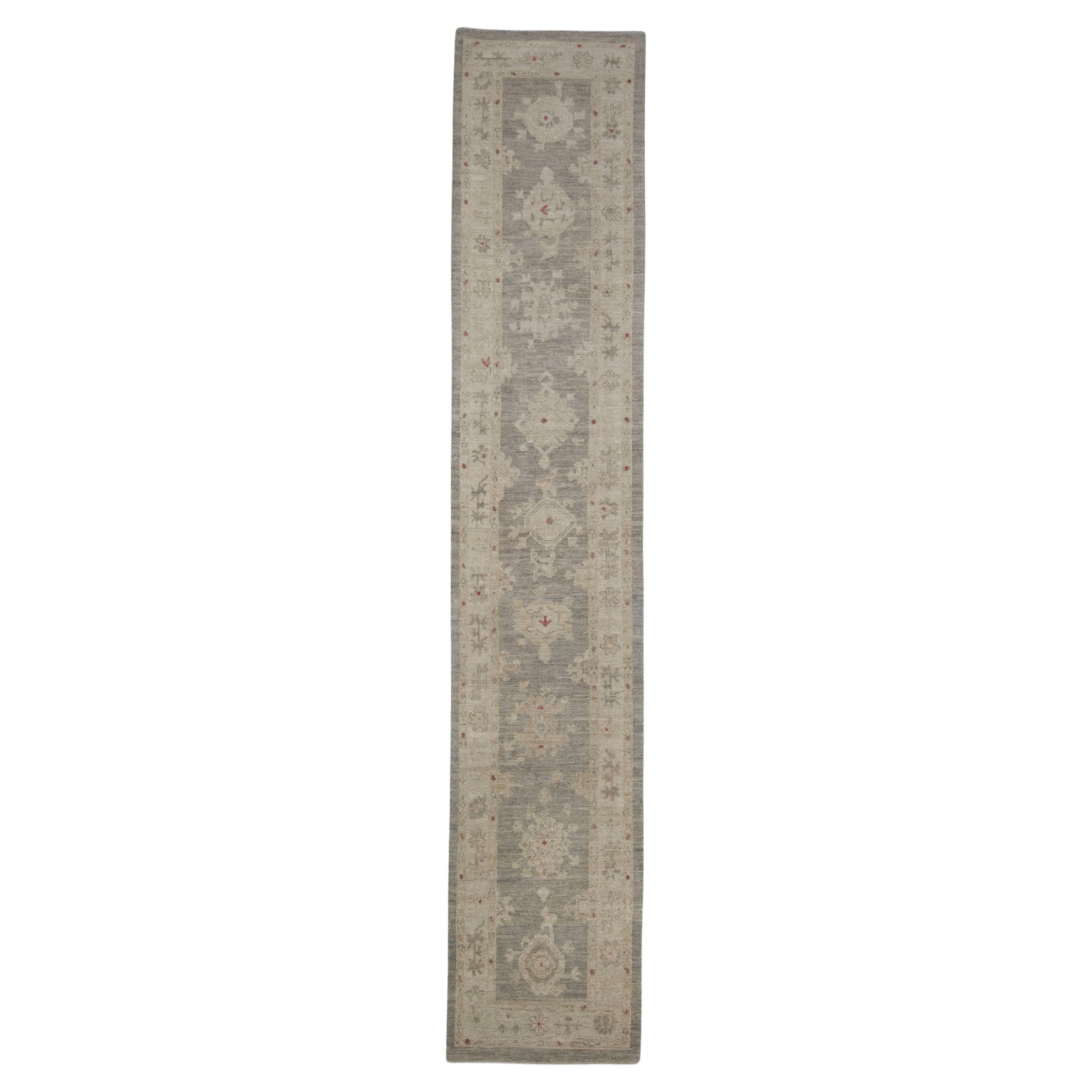 Tappeto Oushak Orientale annodato a mano Turco Oushak 2'8" x 14' #2256