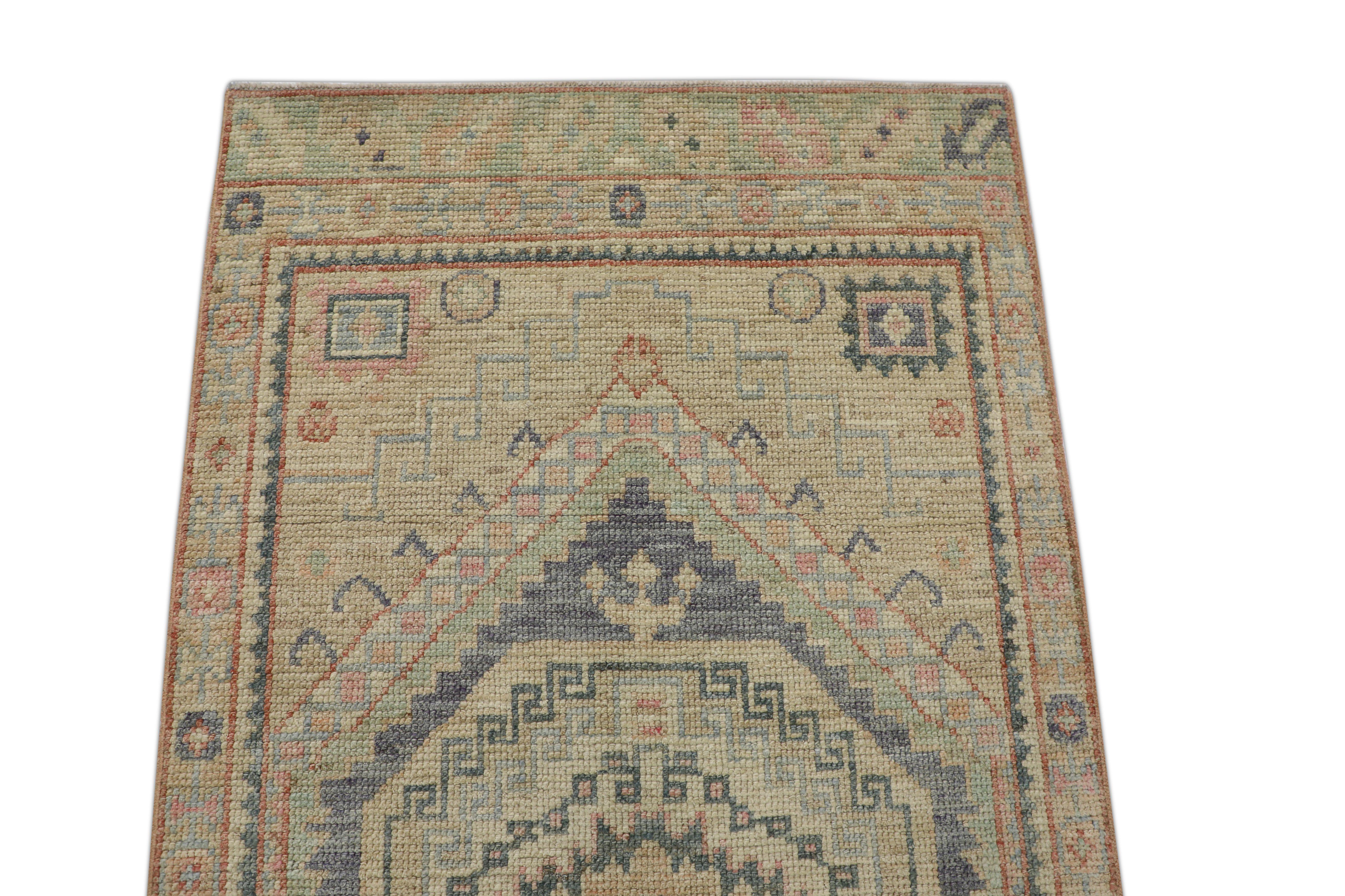 Contemporary Oushak Rug Oriental Hand Knotted Turkish Oushak 2'8