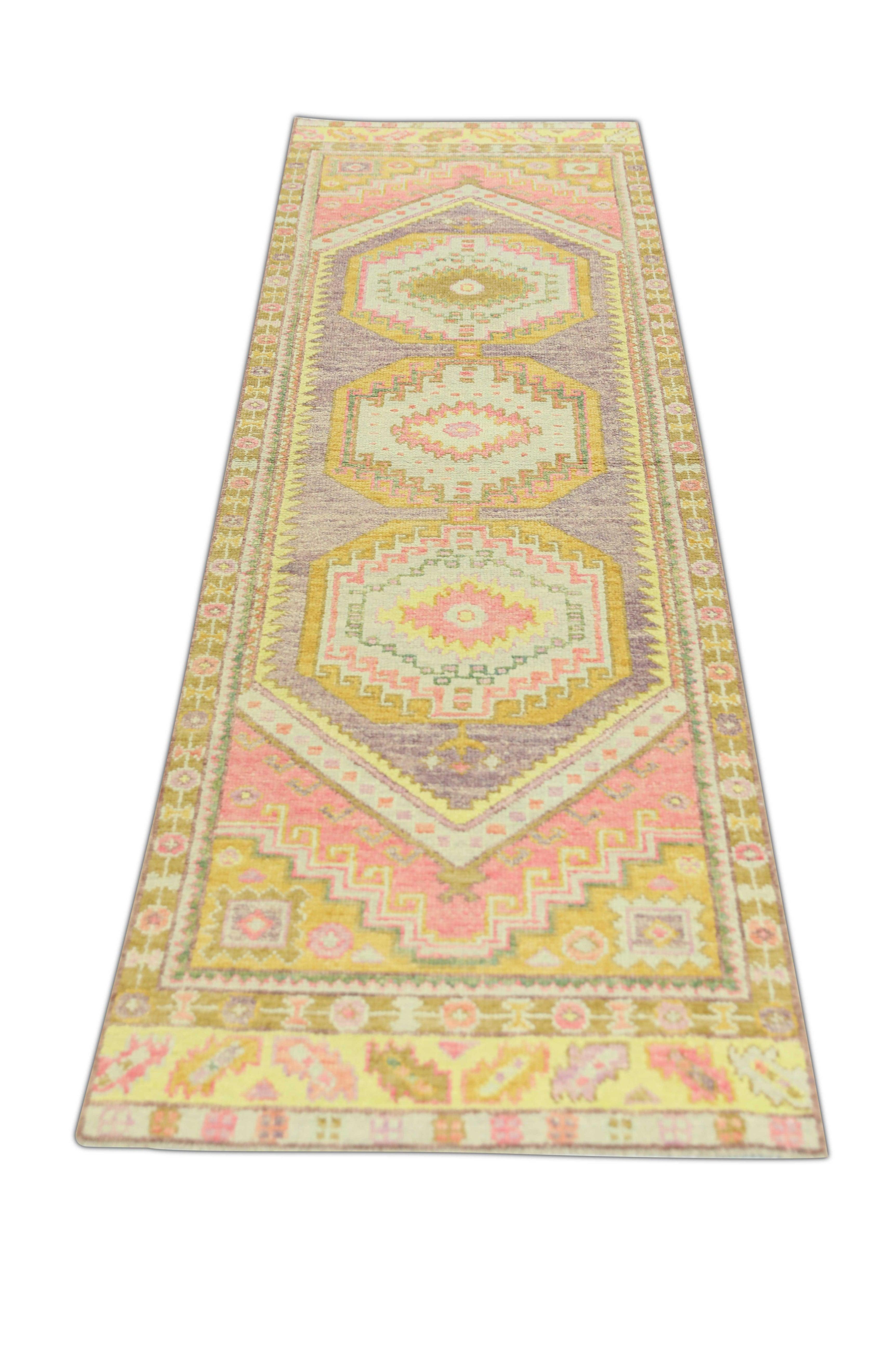 Turc Tapis oriental noué à la main turc Oushak 2'9