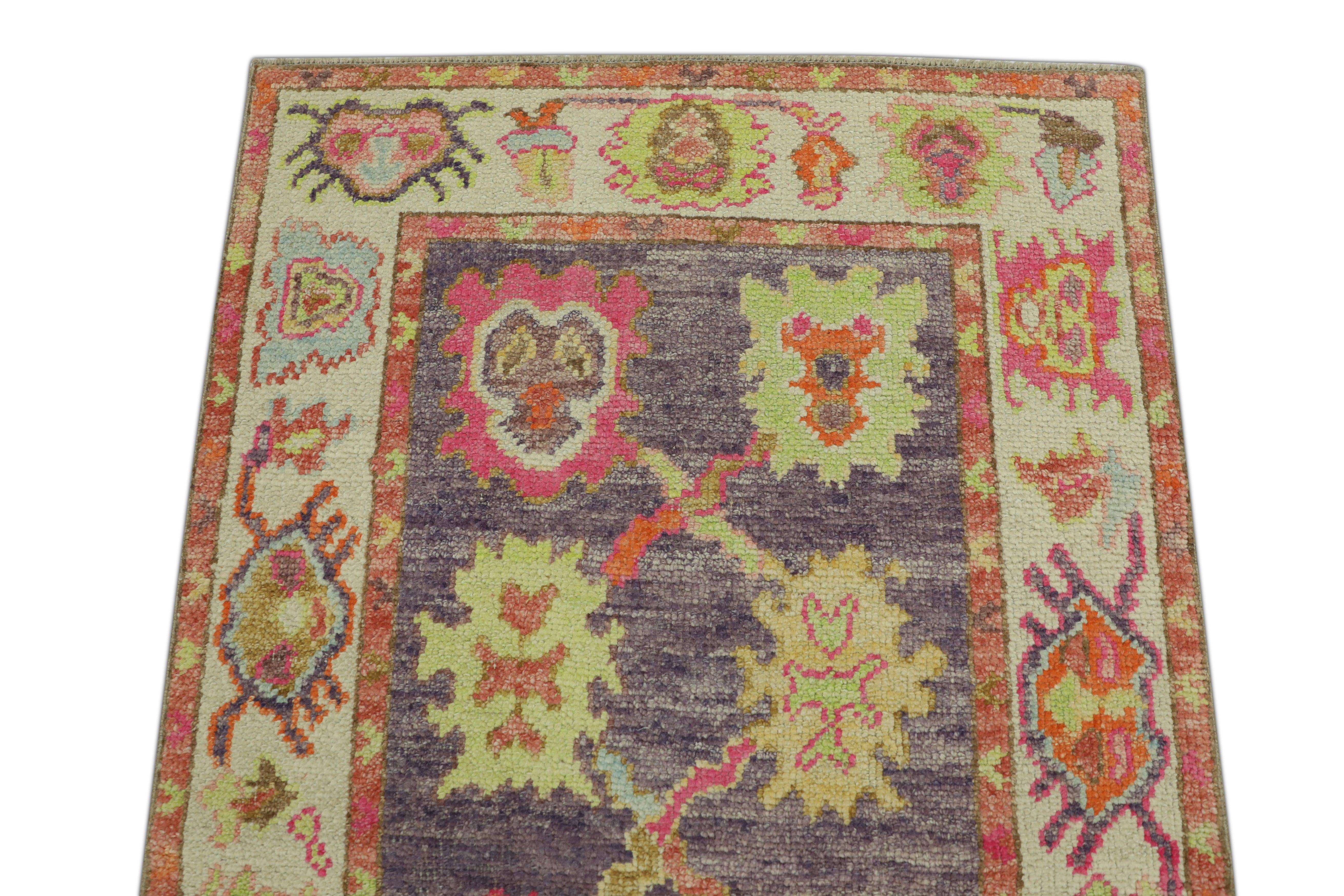 Hand-Knotted Oushak Rug Oriental Hand Knotted Turkish Oushak 2'9