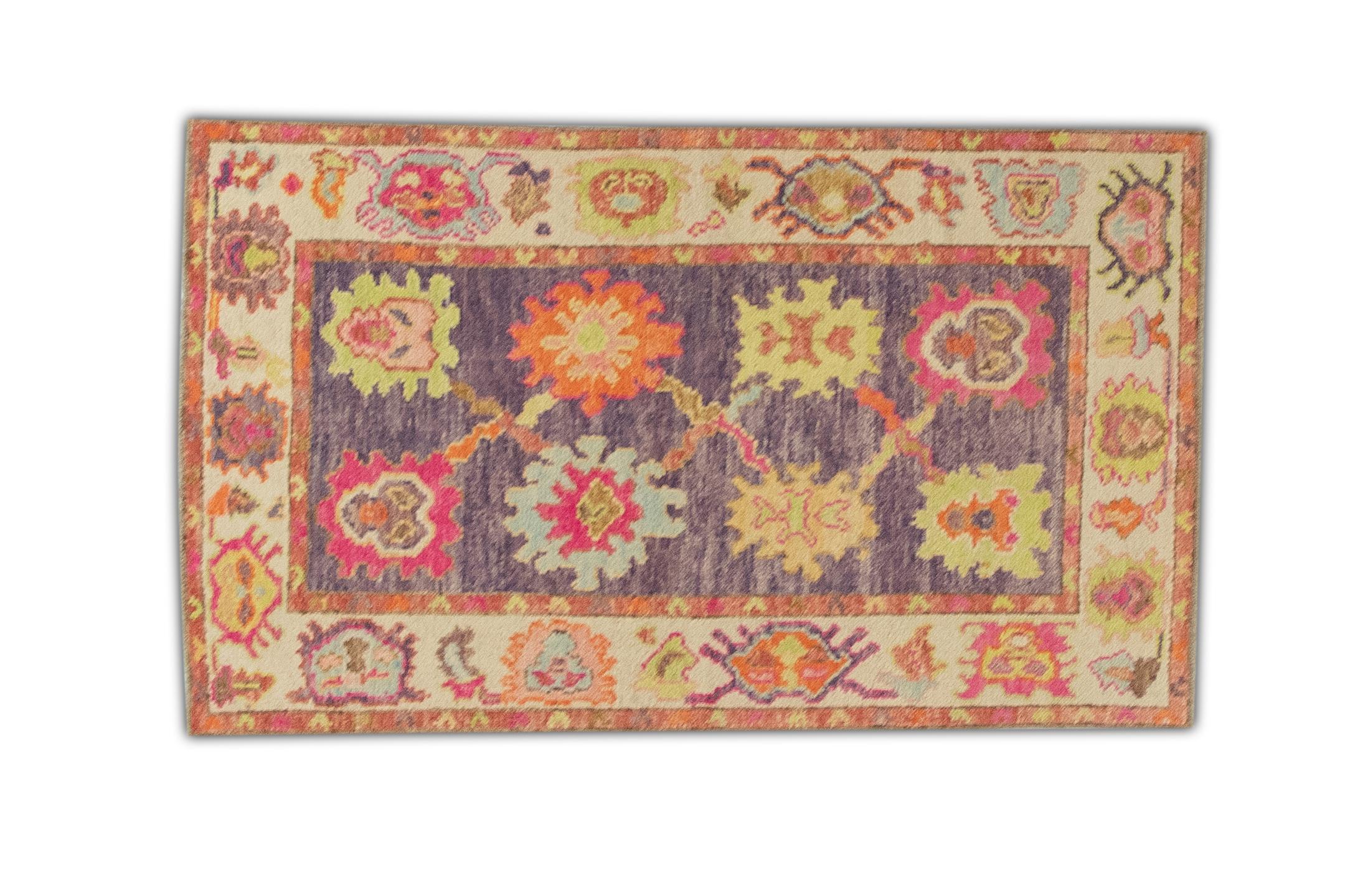 Contemporary Oushak Rug Oriental Hand Knotted Turkish Oushak 2'9