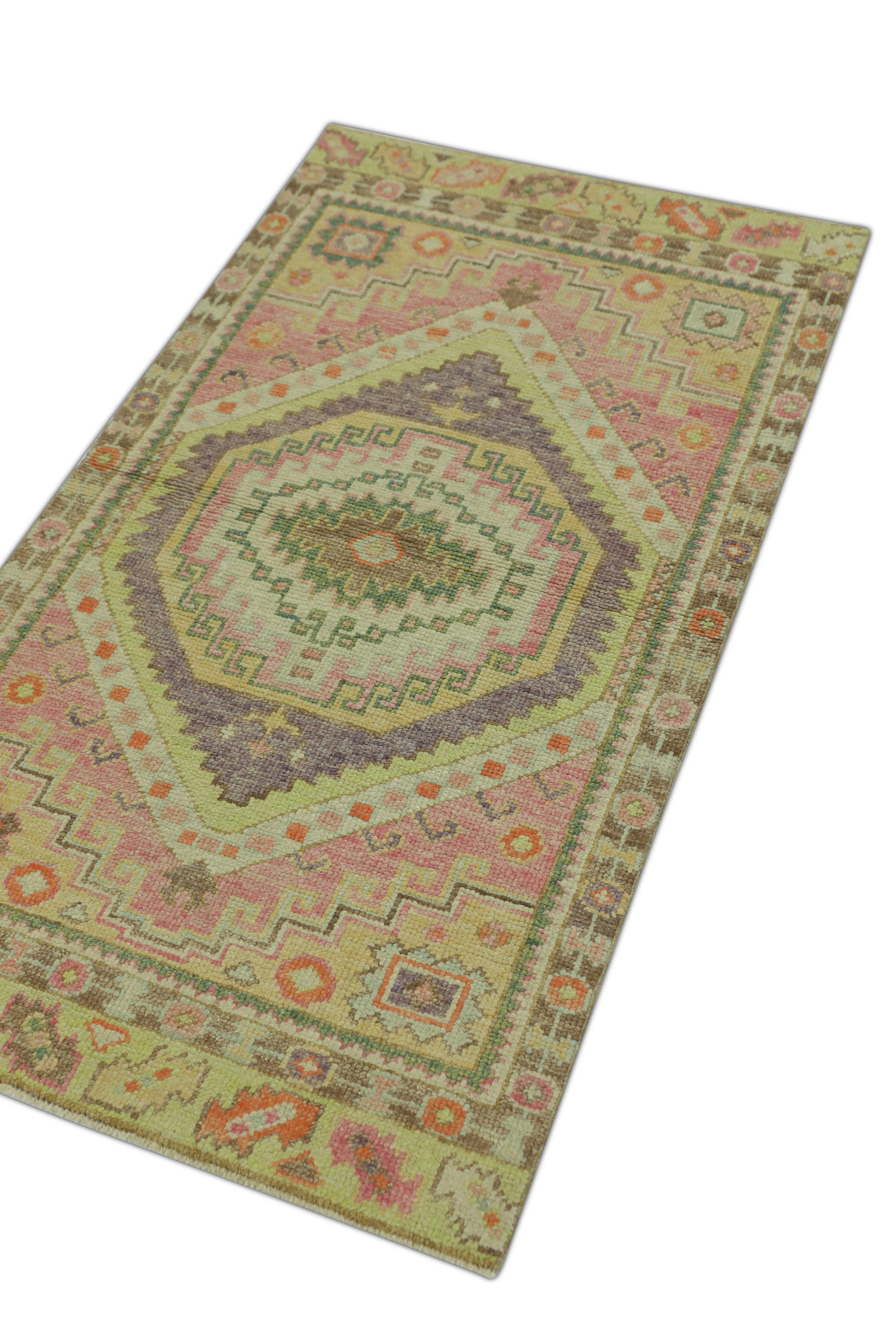 Tapis oriental noué à la main turc Oushak 2'9