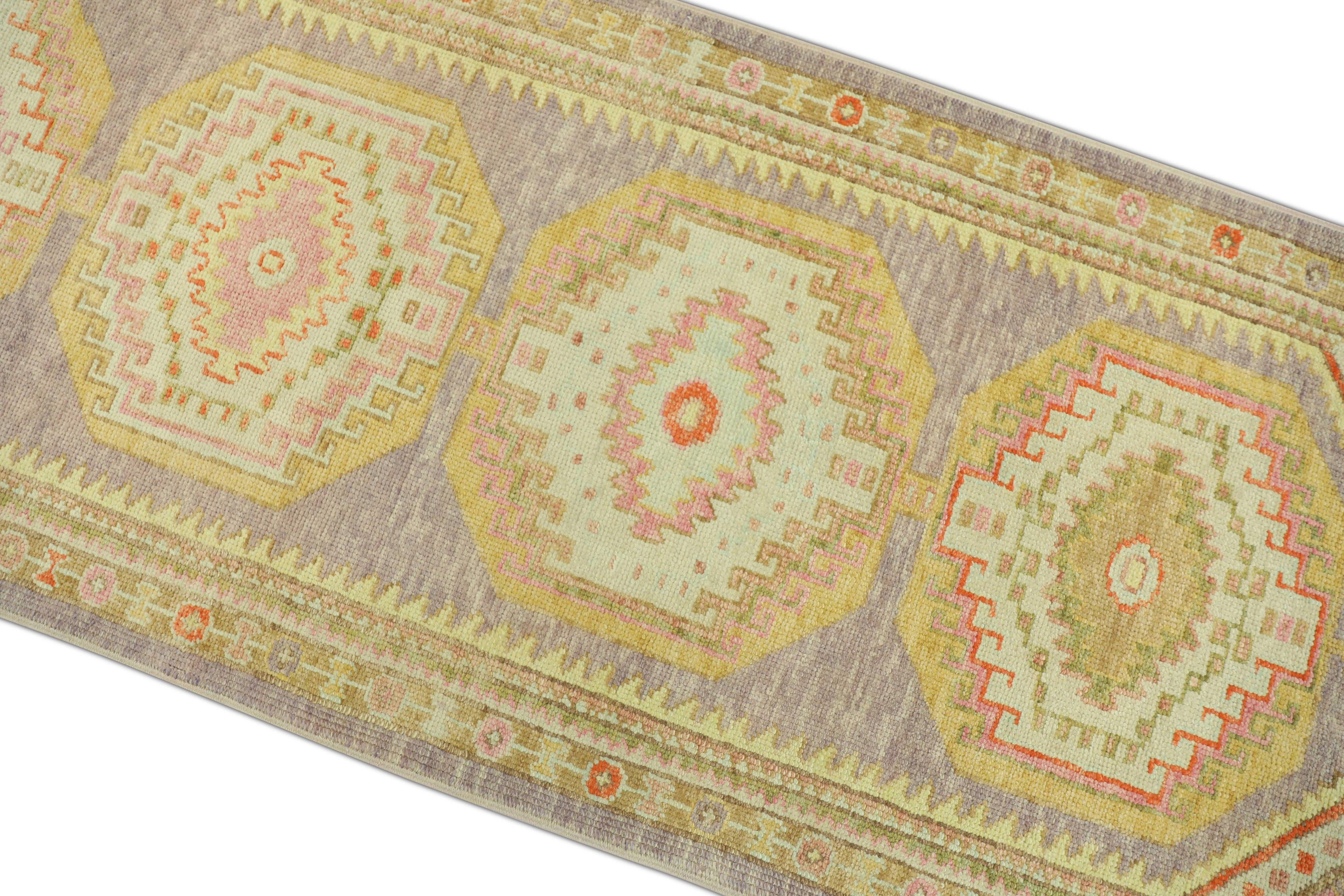 Tapis oriental noué à la main turc Oushak 3' x 10'10