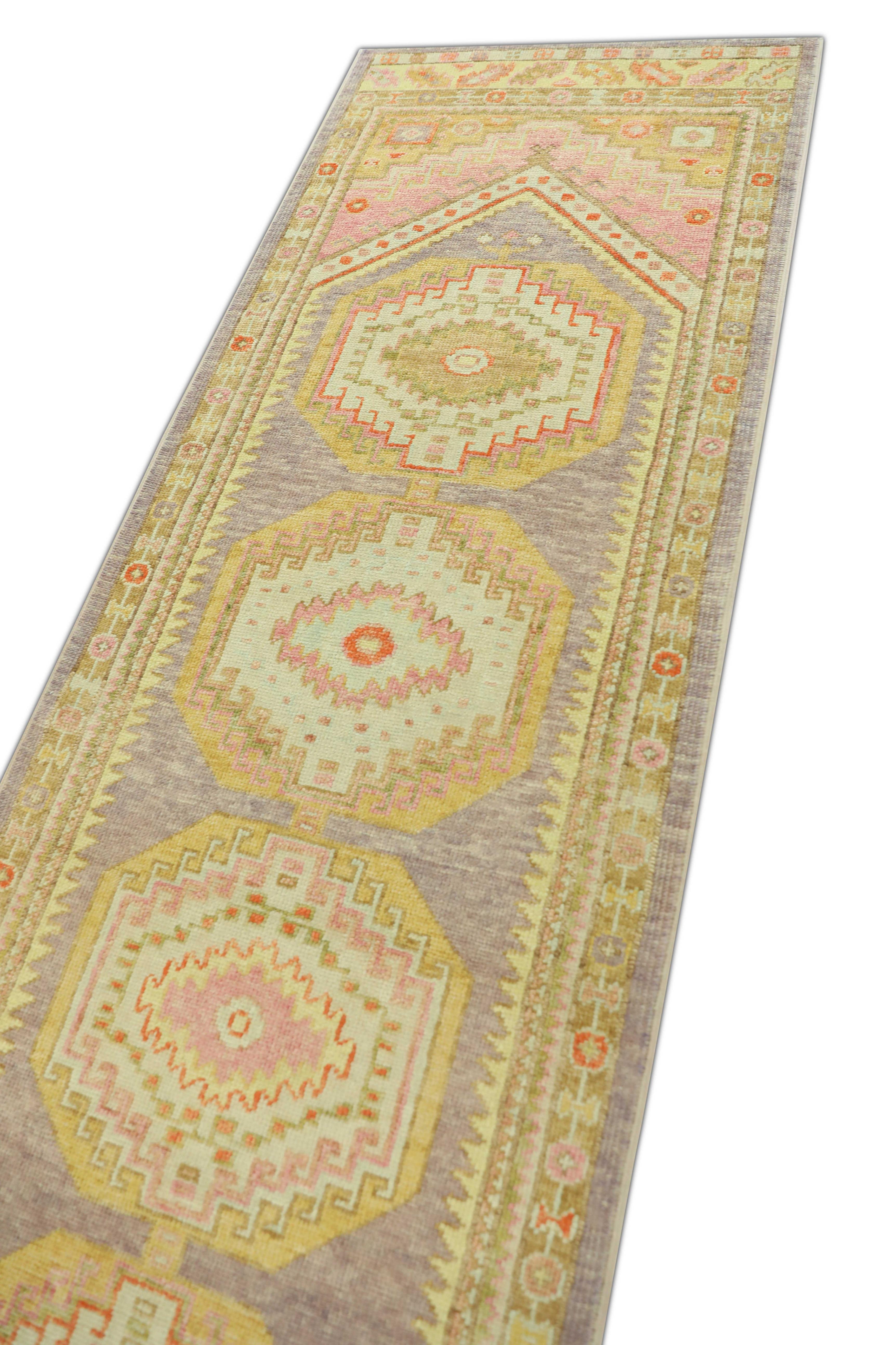 Tapis oriental noué à la main turc Oushak 3' x 10'10