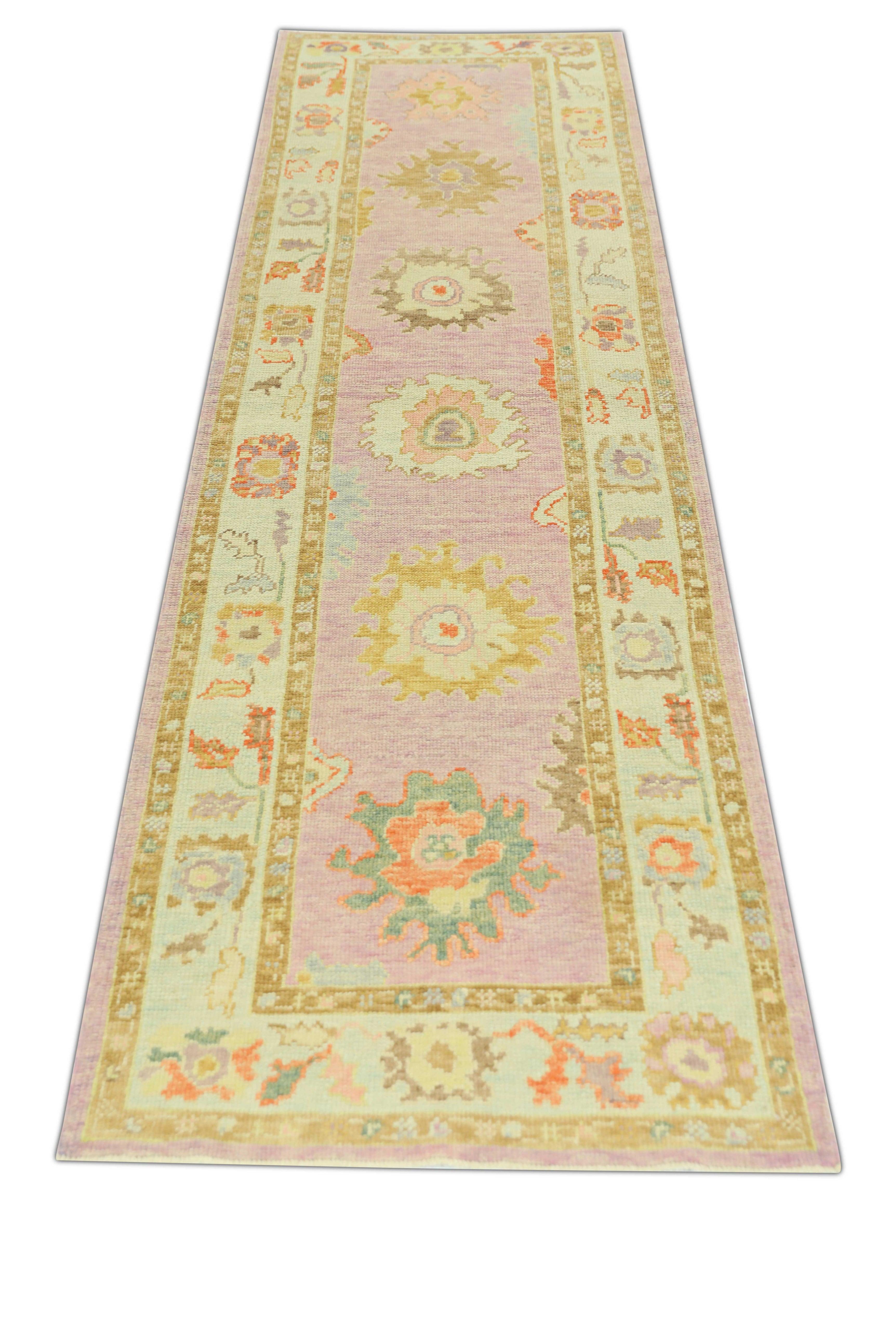 Hand-Knotted Oushak Rug Oriental Hand Knotted Turkish Oushak 3' x 10'3