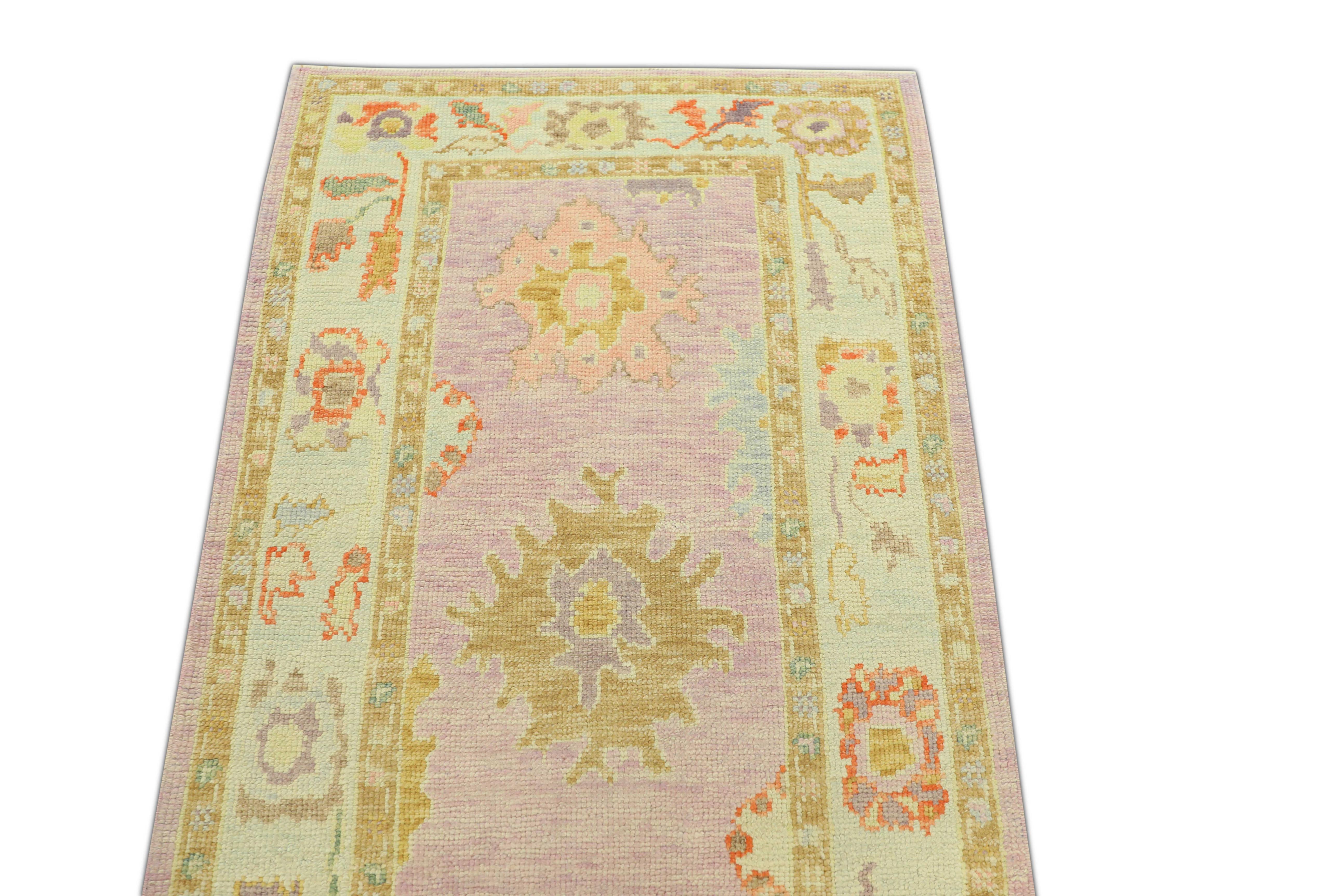 Oushak Rug Oriental Hand Knotted Turkish Oushak 3' x 10'3