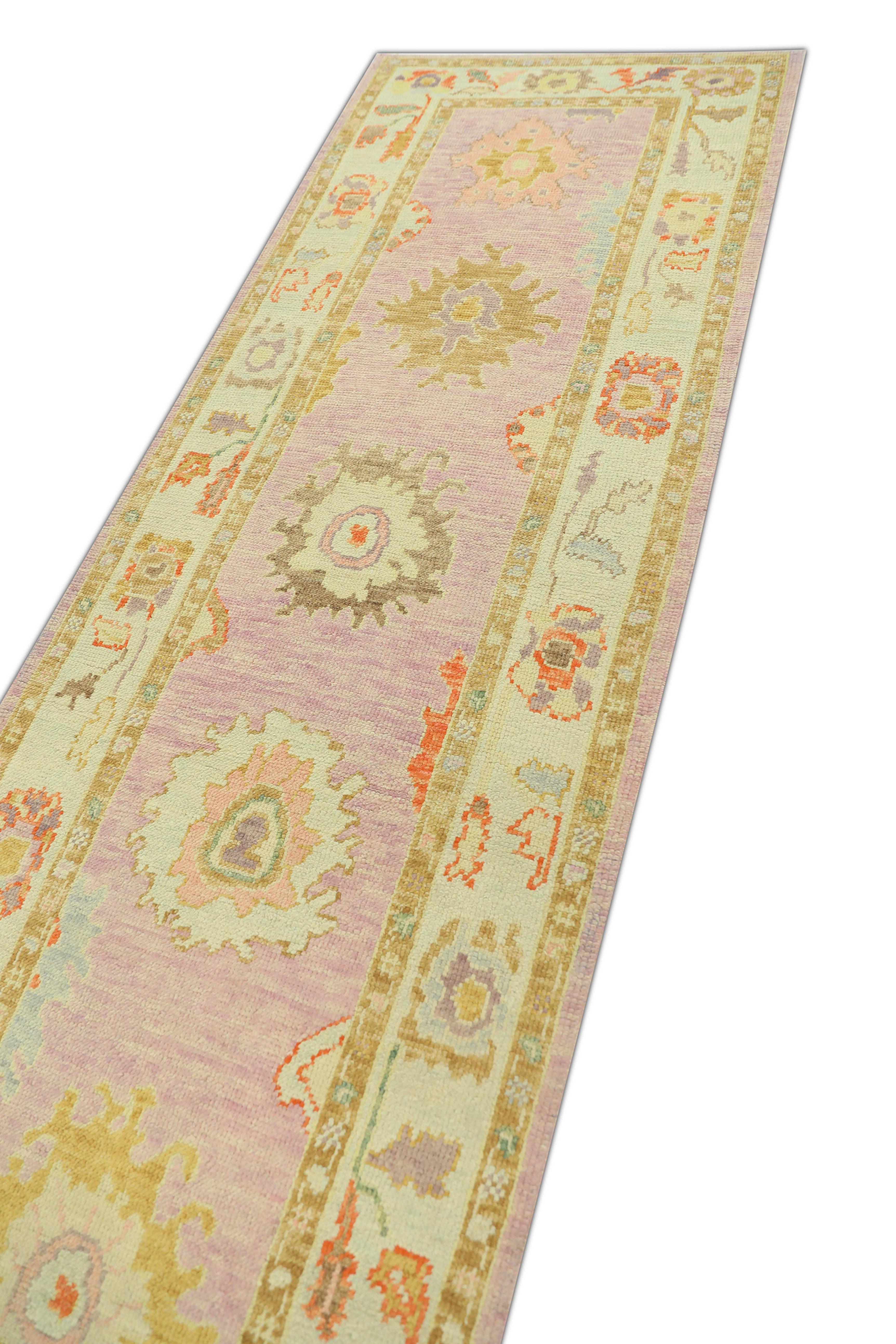 Contemporary Oushak Rug Oriental Hand Knotted Turkish Oushak 3' x 10'3